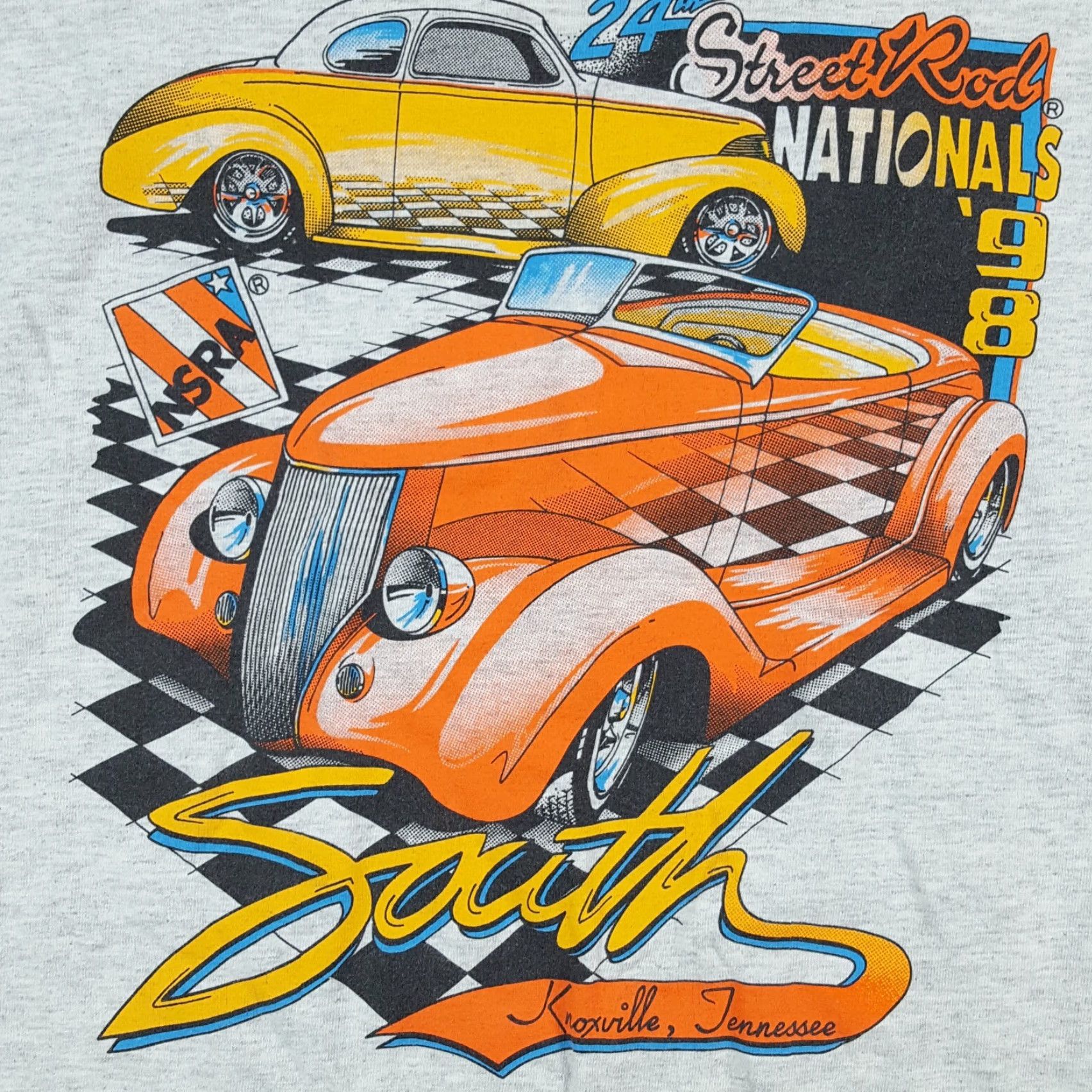Gildan Vintage NSRA 90s Street Rod Classic Car Show Mens XL Hot Rod NASCAR T Shirt Gray Cotton Embroidered Logo Short Sleeve Crew Neck Gildan Size US XL / EU 56 / 4 - 3 Thumbnail