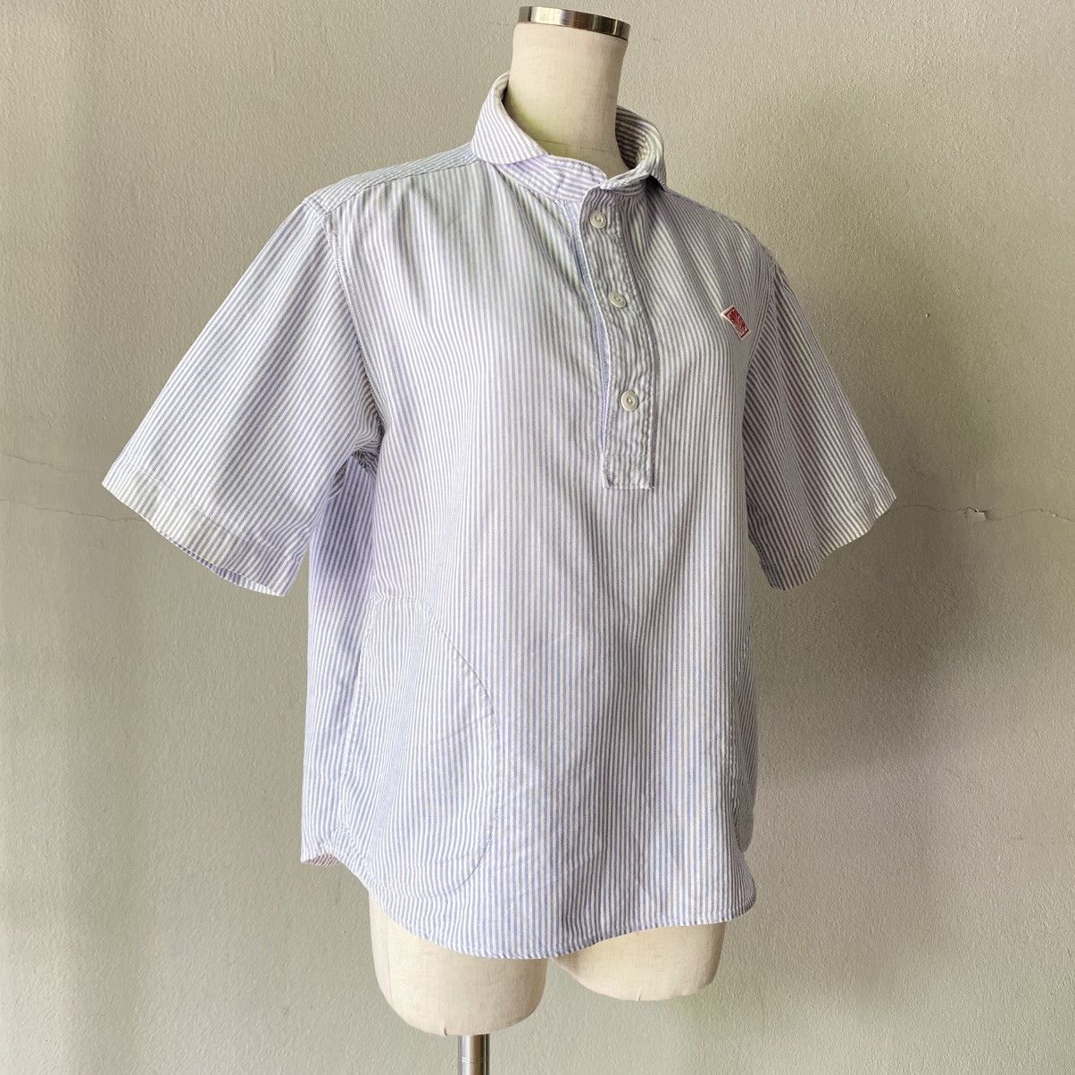 Danton DANTON Light Blue & White Striped Sailor Collar Shirt Size XS / US 0-2 / IT 36-38 - 2 Thumbnail