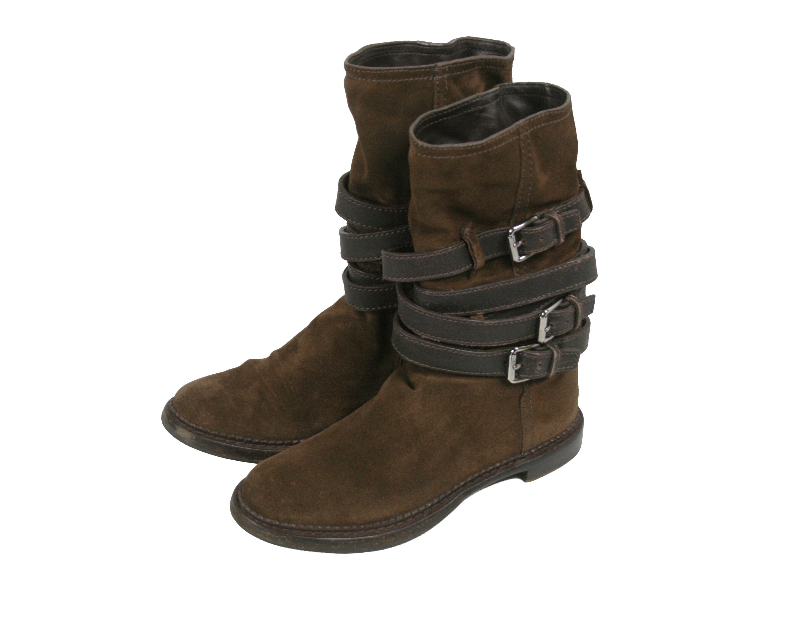 Miu Miu Biker Buckled Harness Suede Boots Size US 7.5 / IT 37.5 - 3 Thumbnail