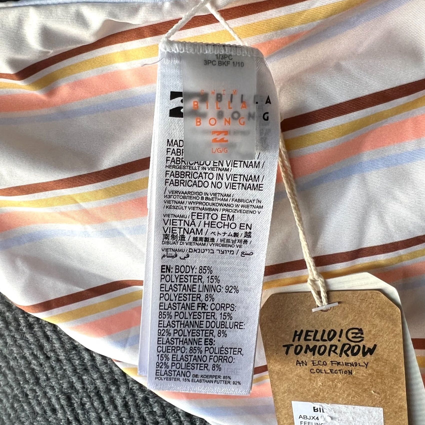 Billabong Billabong Reversible Bikini Bottom Womens Large White Multicolor Hipster Lowrider Beach Bathing Suit Pattern Striped Size L Color Multicolor Size 36" / US 14 / IT 50 - 5 Thumbnail