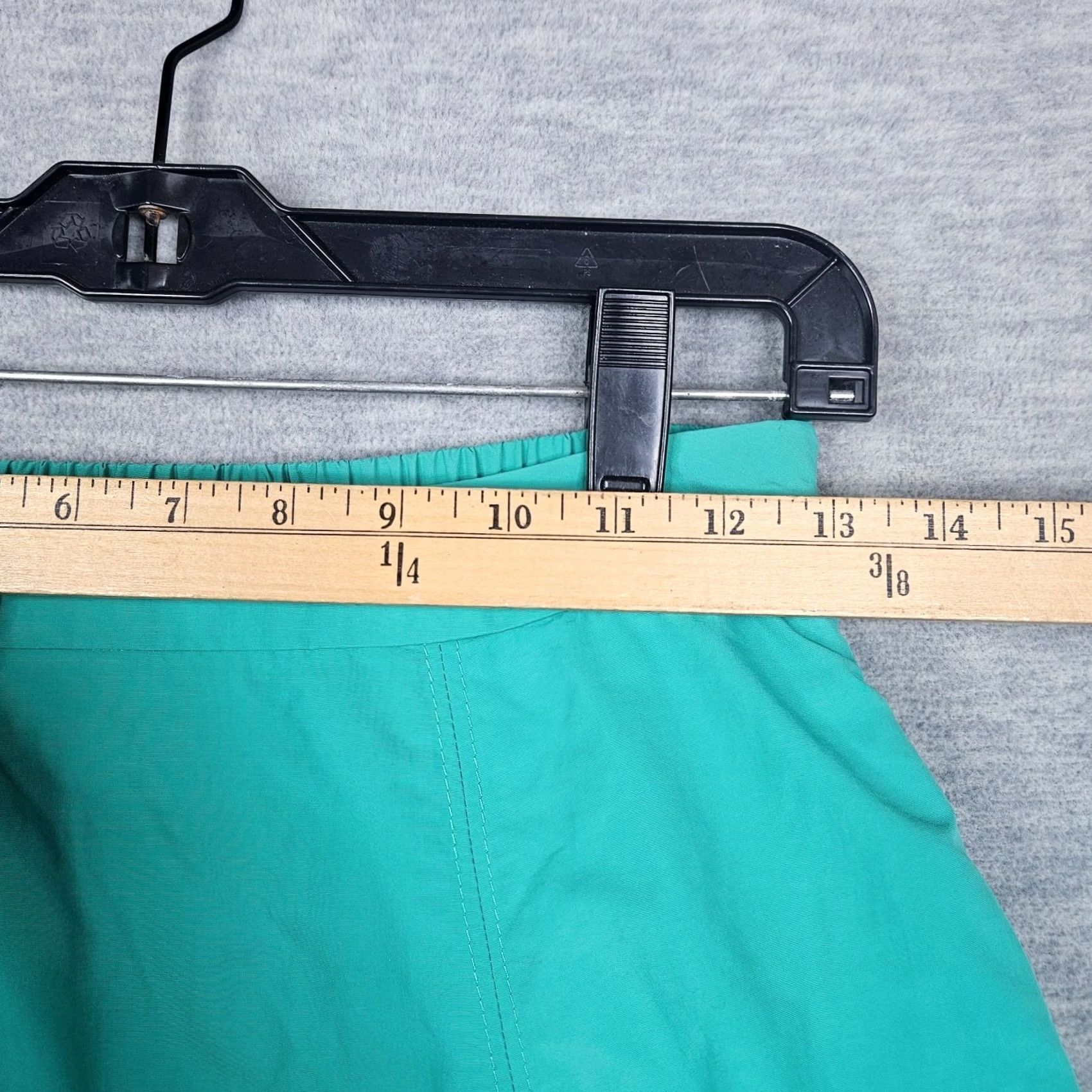 Vintage BAYFLOW Women's Nylon Blend Teal Blue Midi Length Pull on Split front Skirt Sz 3 Size 26" / US 2 / IT 38 - 4 Thumbnail