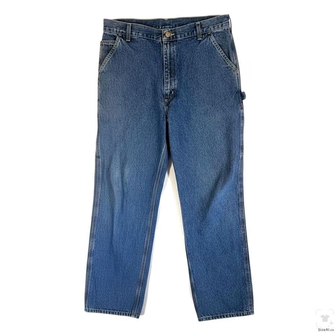 Carhartt Carhartt Jeans Mens 38x32 Blue Medium Wash Relaxed Straight 813-DPS Zip Fly Five-Pocket Denim Cotton Relaxed Regular Mens Size US 38 / EU 54 - 2 Thumbnail