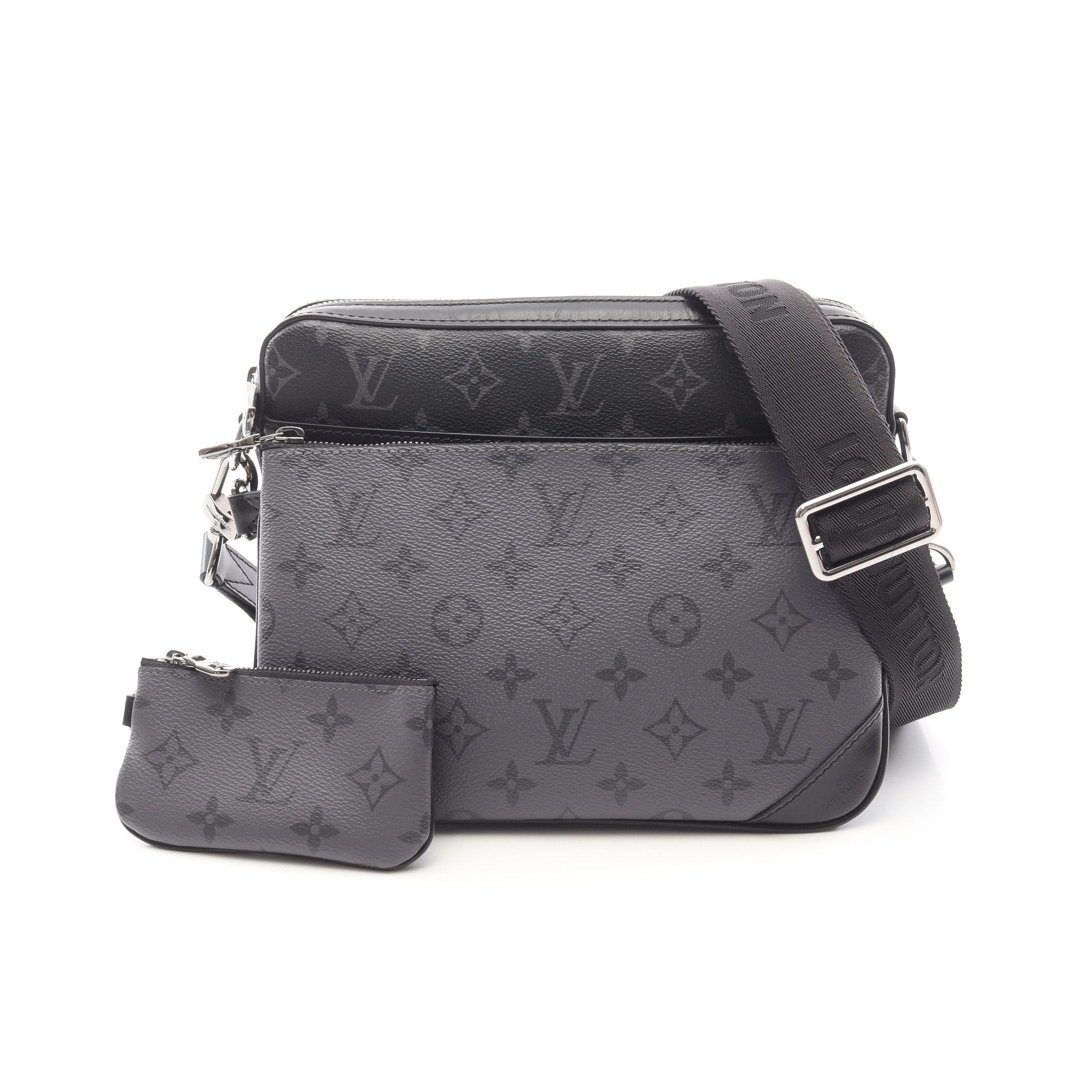 Louis Vuitton Trio Messenger Monogram Eclipse Shoulder Bag Leather Black Gray, Men's