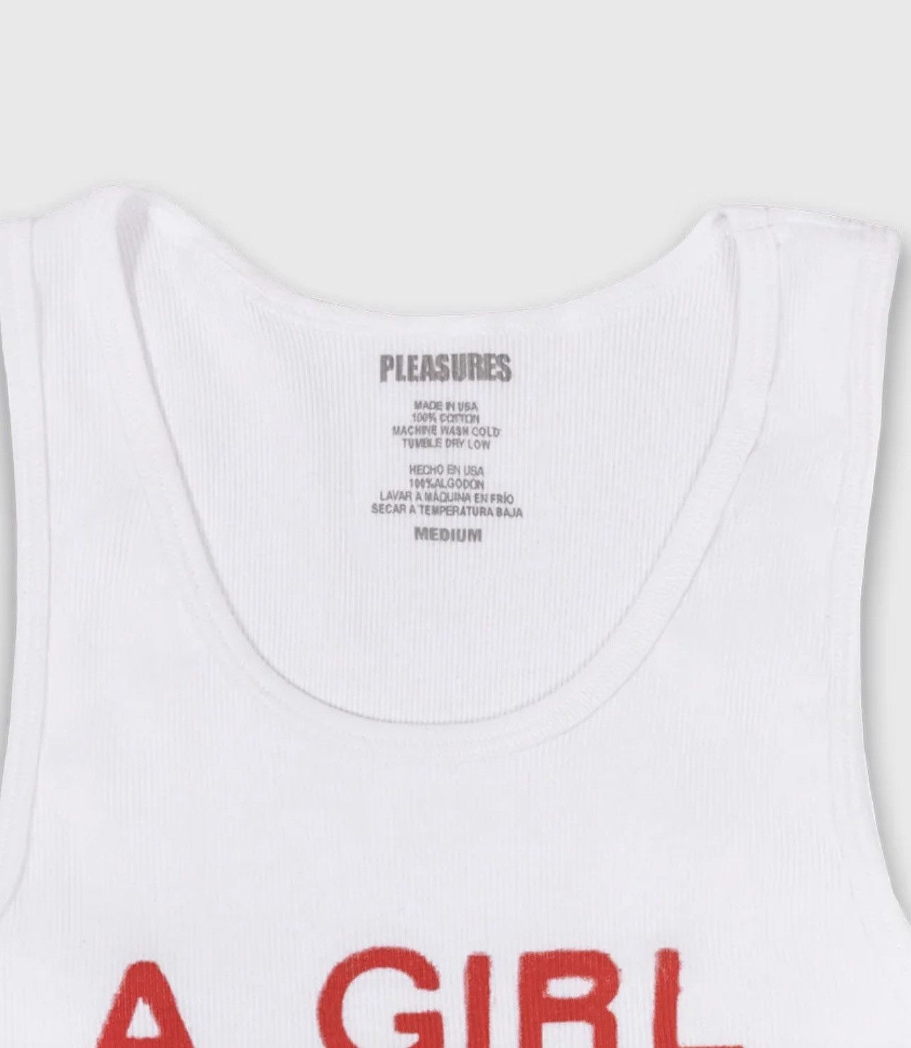 Pleasures Medium White A Girl is A Gun Tank Top Red Tee Shirt Size M / US 6-8 / IT 42-44 - 4 Thumbnail