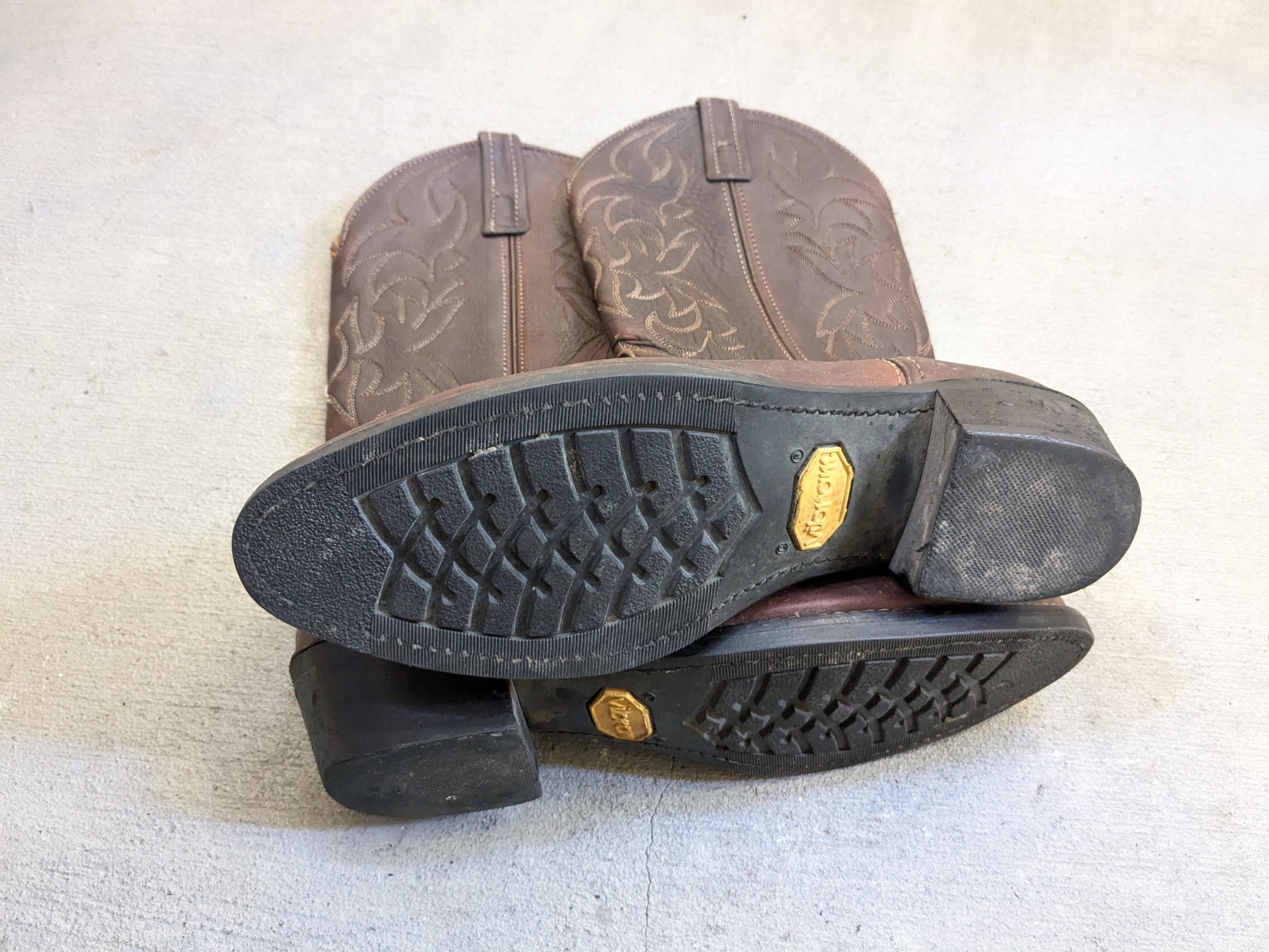 Genuine Leather Vintage Cowboy Boots 10.5 D Brown Leather Western Mexico Size US 10.5 / EU 43-44 - 15 Thumbnail