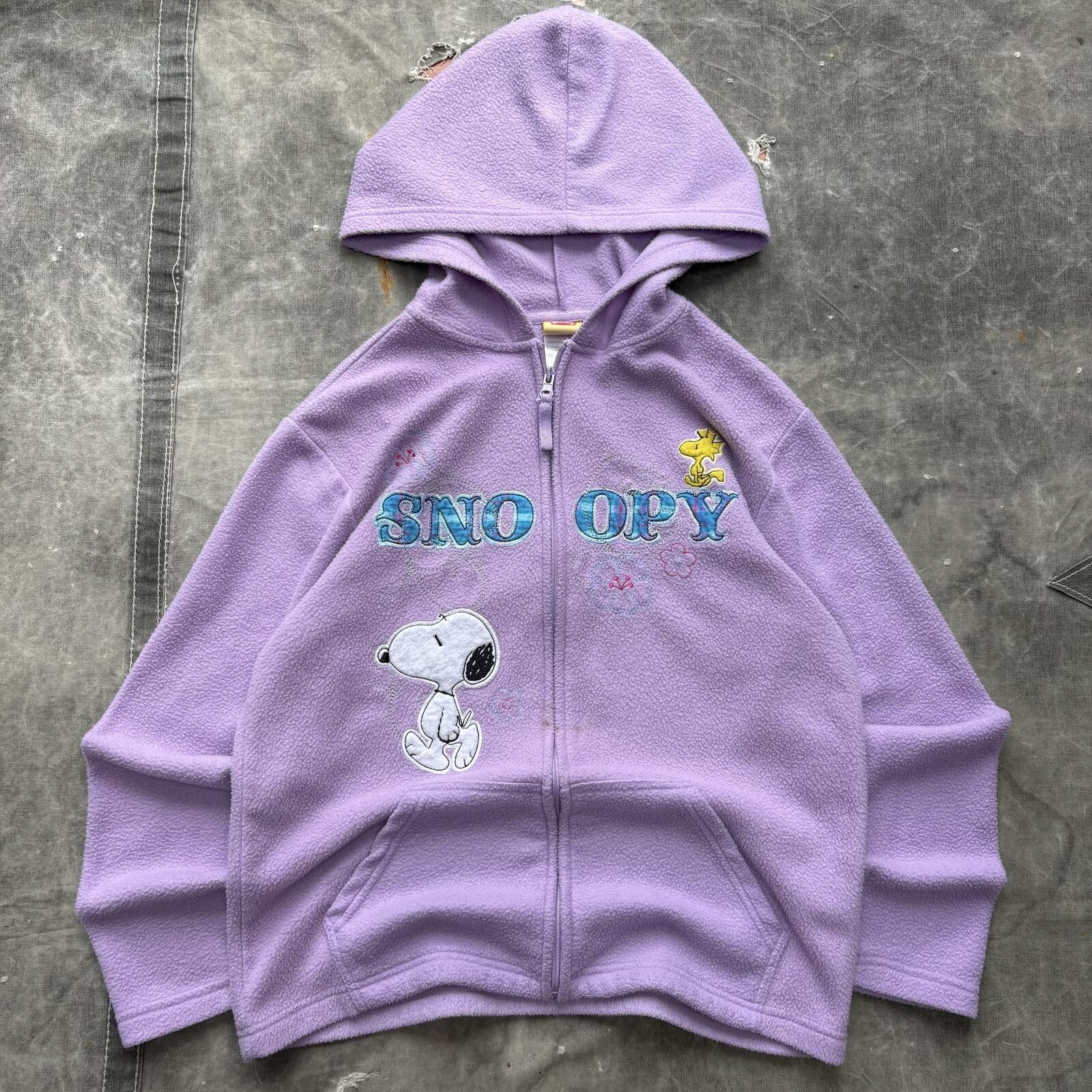 Peanuts Vintage Y2K Fleece Snoopy Woodstock Floral Full Zip Hoodie Size S / US 4 / IT 40 - 1 Thumbnail