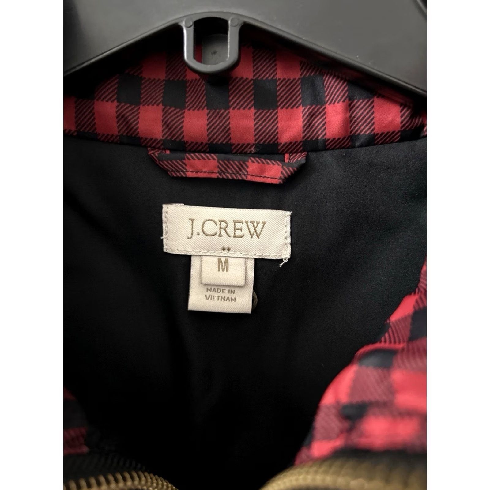 Vintage J Crew Excursion Quilted Down Vest Womens M Black Red Plaid Puffer Full Zip YKK Vest Size M / US 6-8 / IT 42-44 - 6 Thumbnail