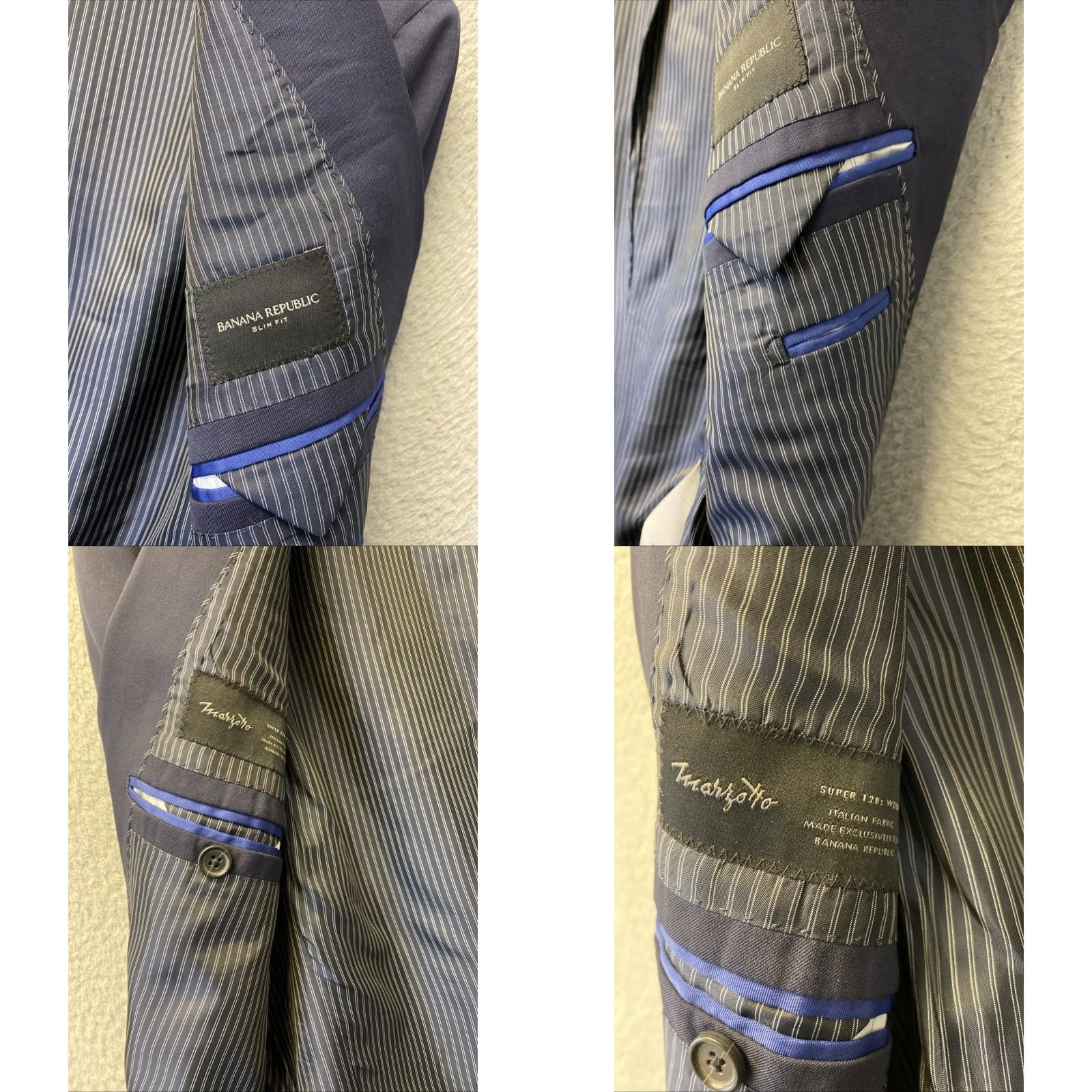 Banana Republic Banana Republic Blazer Men 42S Navy Blue Wool Slim Notch Lapel Four-Button Sleeve Inner Pockets Dry Clean Only Size 42R - 10 Thumbnail