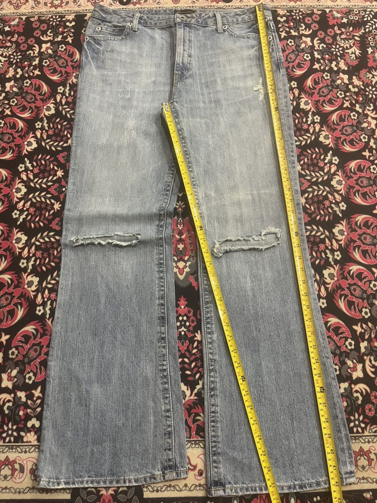 Japanese Brand Vintage Japanese Brand Oririn Blue Washed Ripped Flare Jeans Size US 34 / EU 50 - 10 Thumbnail