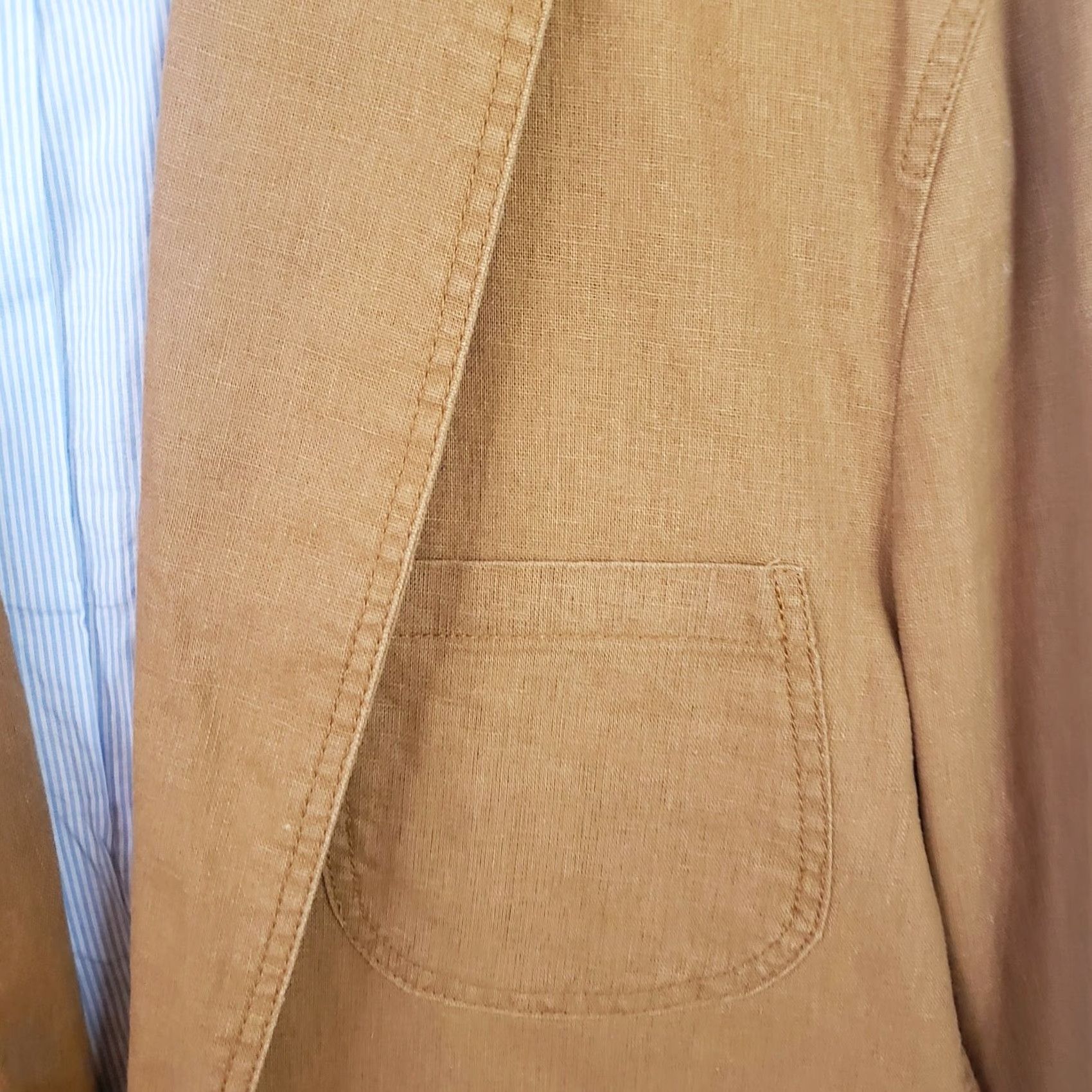 The Territory Ahead Territory Ahead Blazer Shirt Men 40S Brown Linen Silk Notch Casual Beach Sports Size 40R - 4 Thumbnail