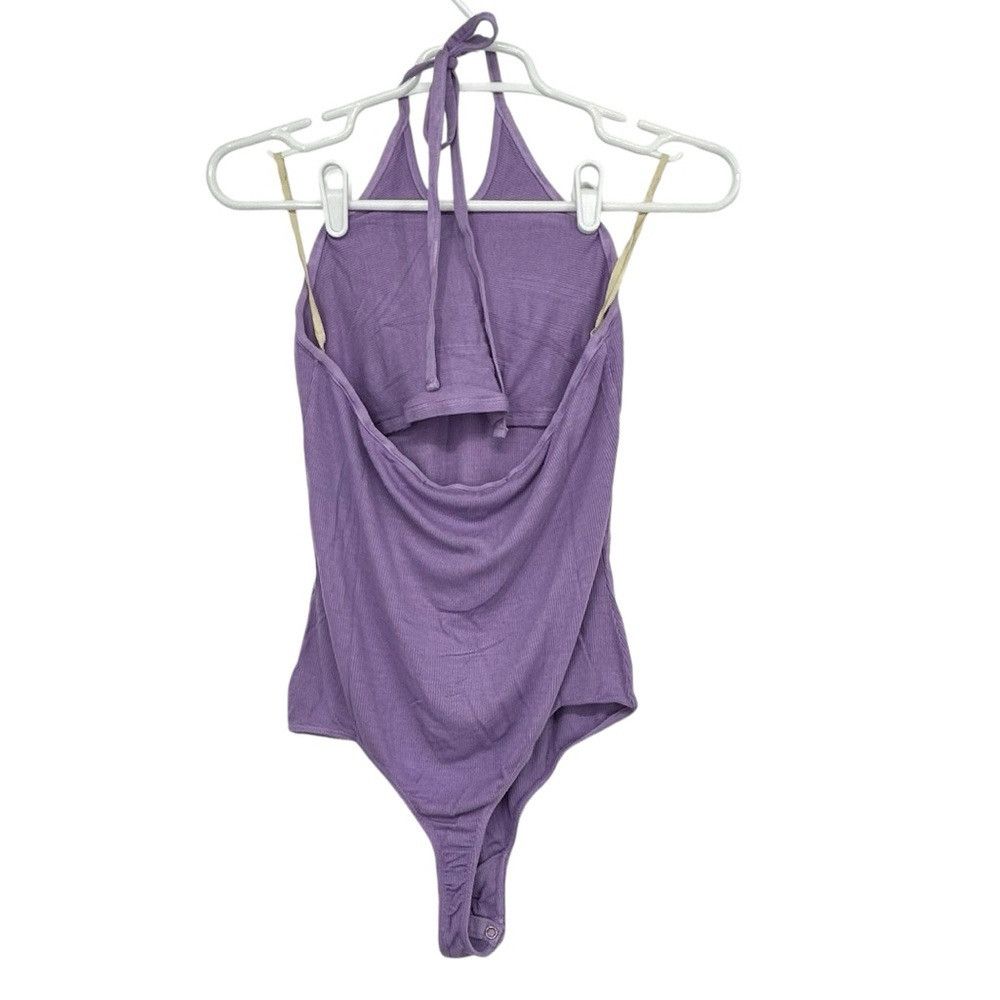 Enza Costa ENZA COSTA KEYHOLE HALTER BODYSUIT IN DARK LAVENDER Size L / US 10 / IT 46 - 4 Thumbnail