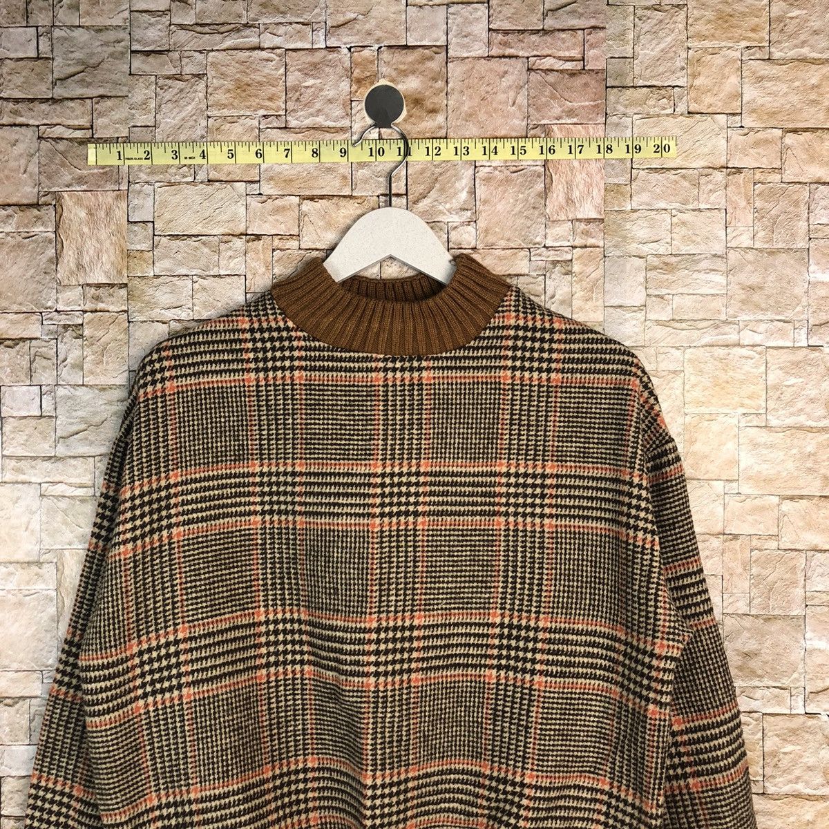Homespun Knitwear × Japanese Brand Spray Premieum Brown Checkred Knitwear #A902 Size S / US 4 / IT 40 - 2 Thumbnail