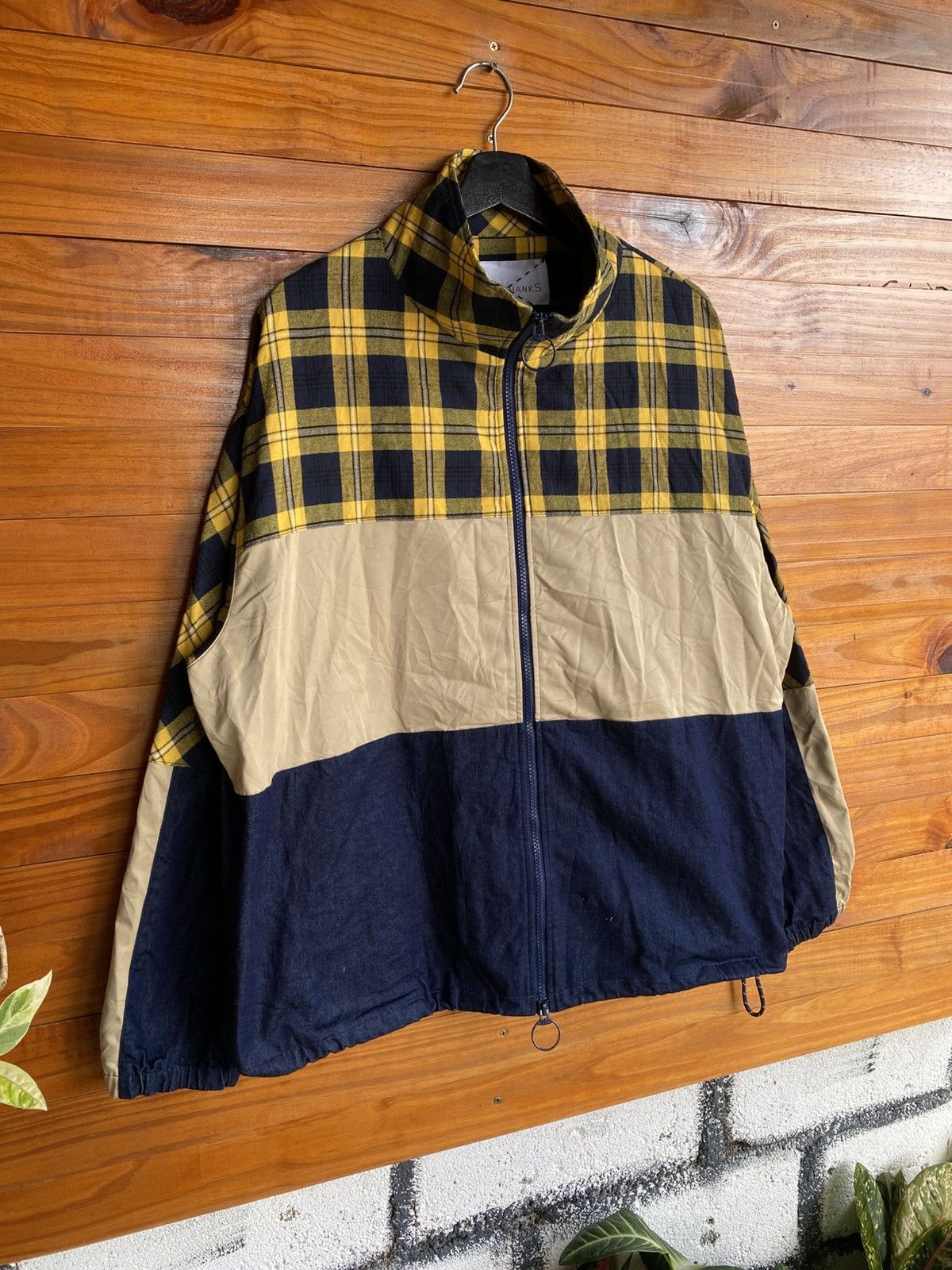 Japanese Brand SUPERTHANKS Plaid Panel Color-Block Jacket Streetwear Size US L / EU 52-54 / 3 - 5 Thumbnail