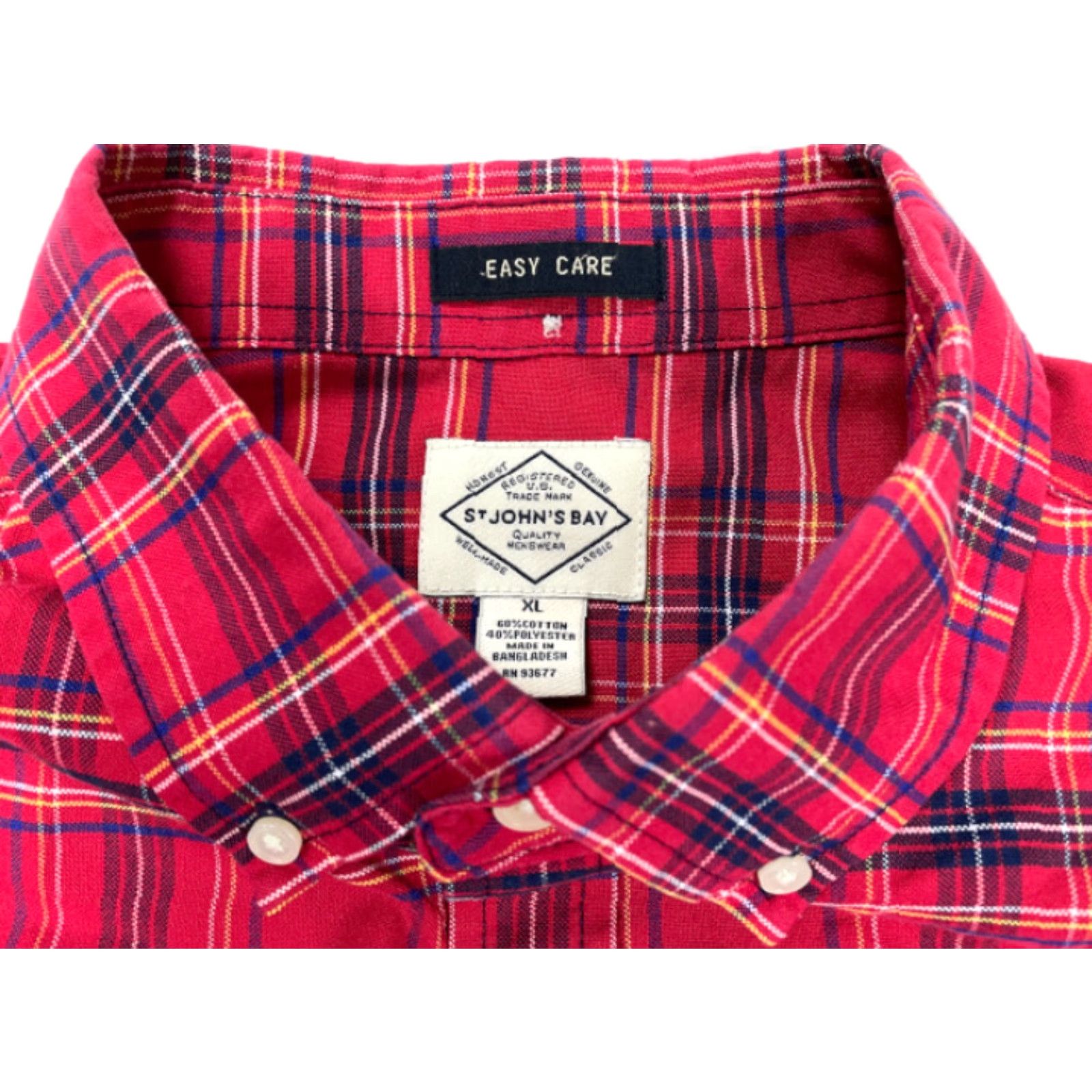 Vintage Preppy Red Plaid Button-Down Shirt Adult XL Ivy League Classic Easy Care Size US XL / EU 56 / 4 - 4 Thumbnail