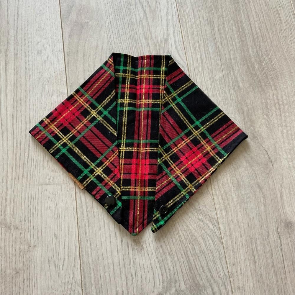 Designer Ryderdie Designs Christmas Sparkle Plaid Dog Bandana Size ONE SIZE - 3 Thumbnail