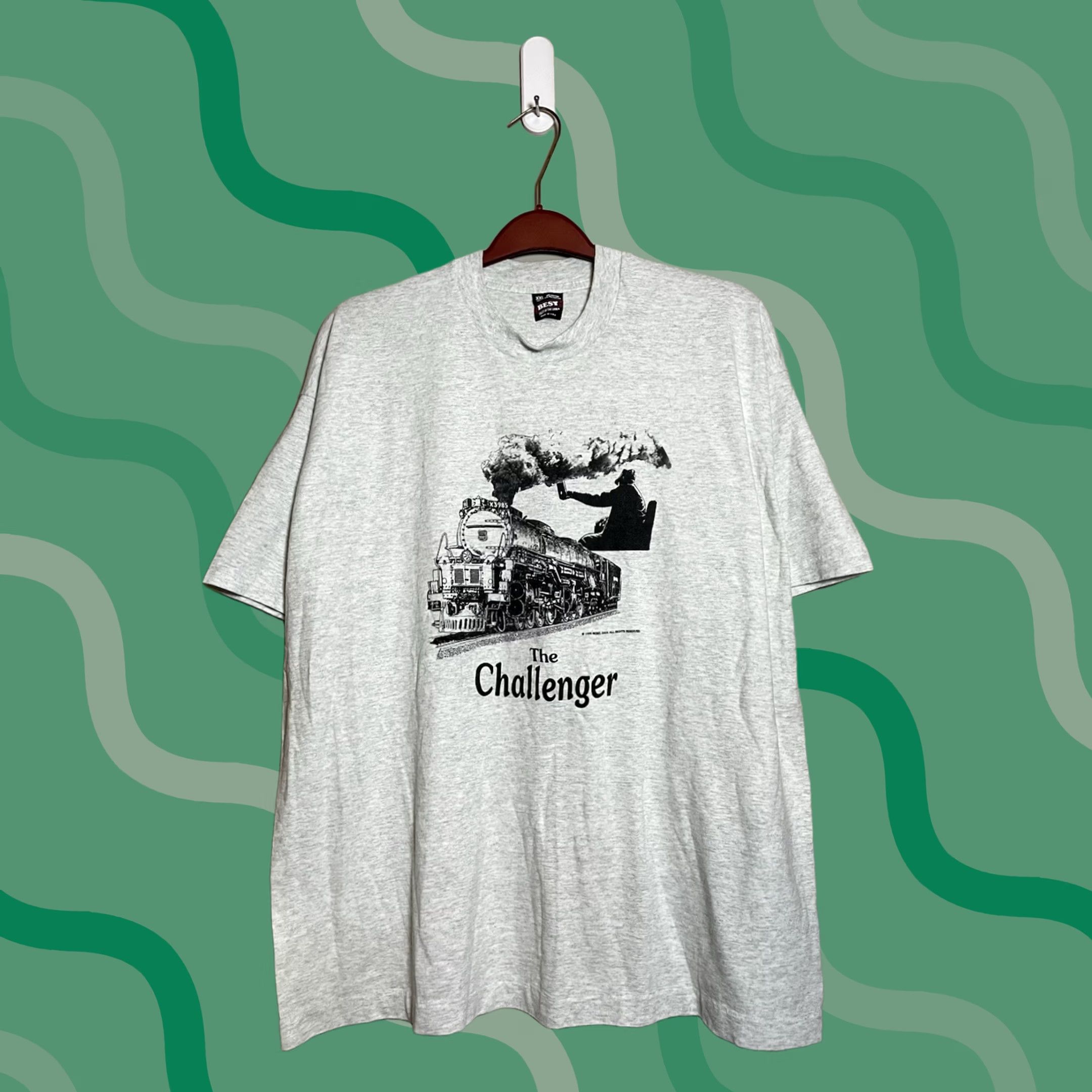 Delta Vintage 90’S The Delta Challenger Railroad Locomotive Shirt - XL Gray Cotton Knit Size US XL / EU 56 / 4 - 1 Thumbnail