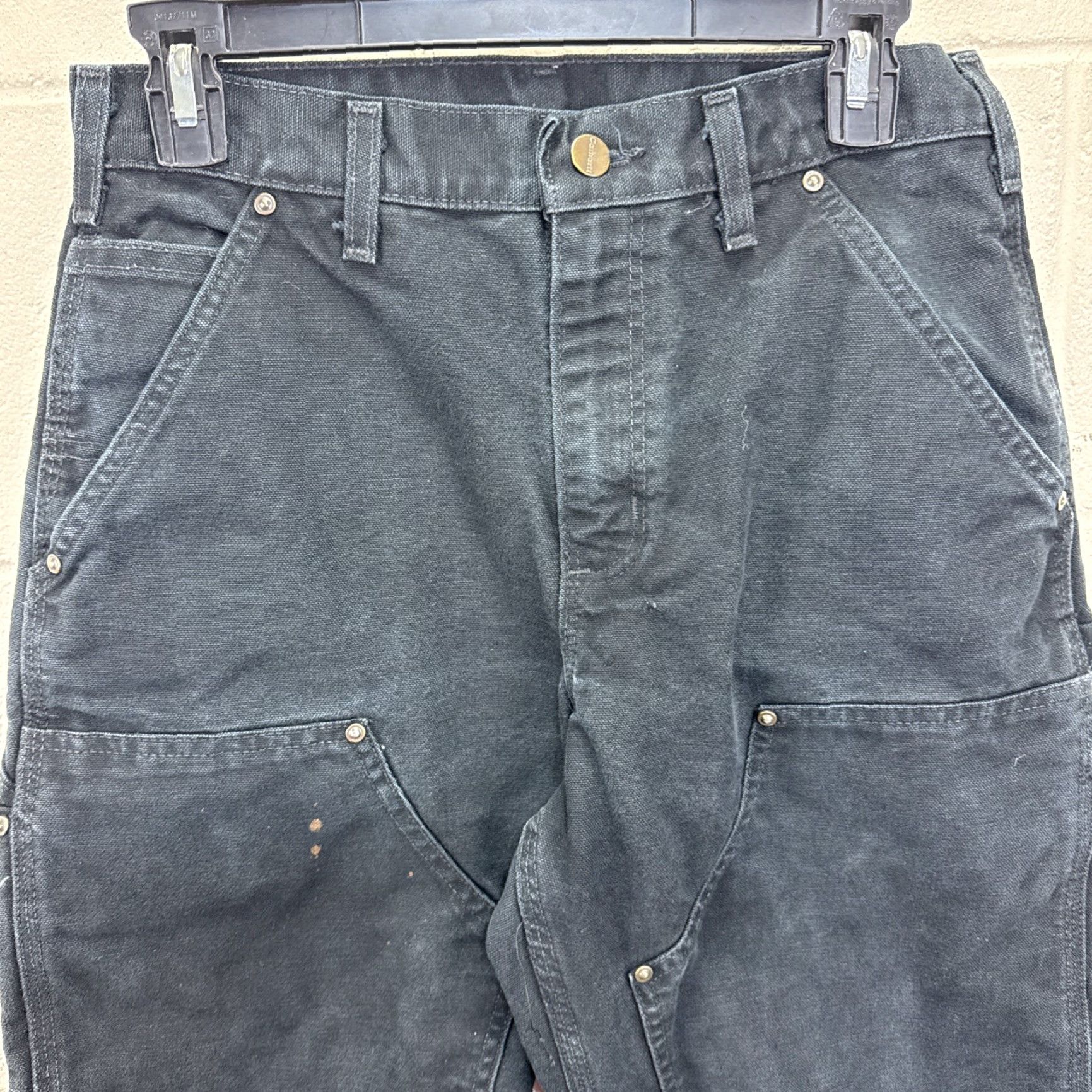 Carhartt VINTAGE Carhartt B136 Pants Carhartt Double Knee 29X30 Black Distressed Work Canvas 90s Grunge Mens Size US 29 - 4 Thumbnail