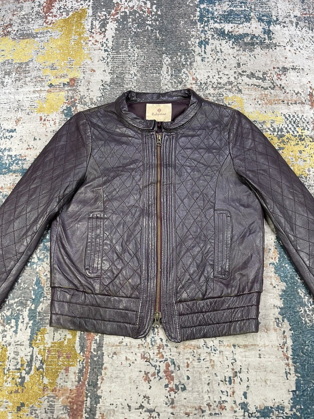 Japanese Brand Rubyrivet Quilted Sheepskin Leather Jacket Size XS / US 0-2 / IT 36-38 - 2 Thumbnail