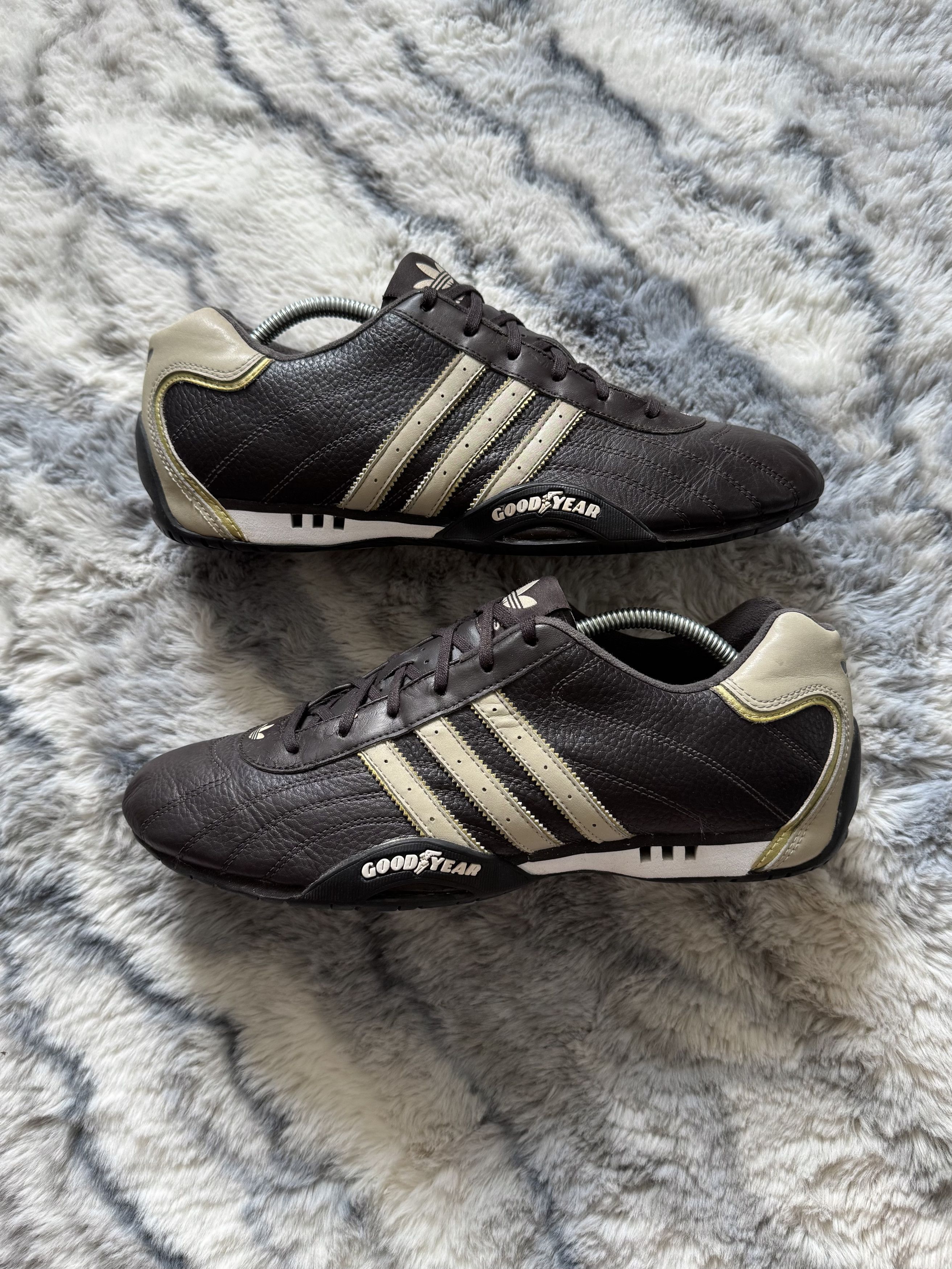 Vintage 2009 Adidas Goodyear Dark Brown Leather Sneakers - Main Image