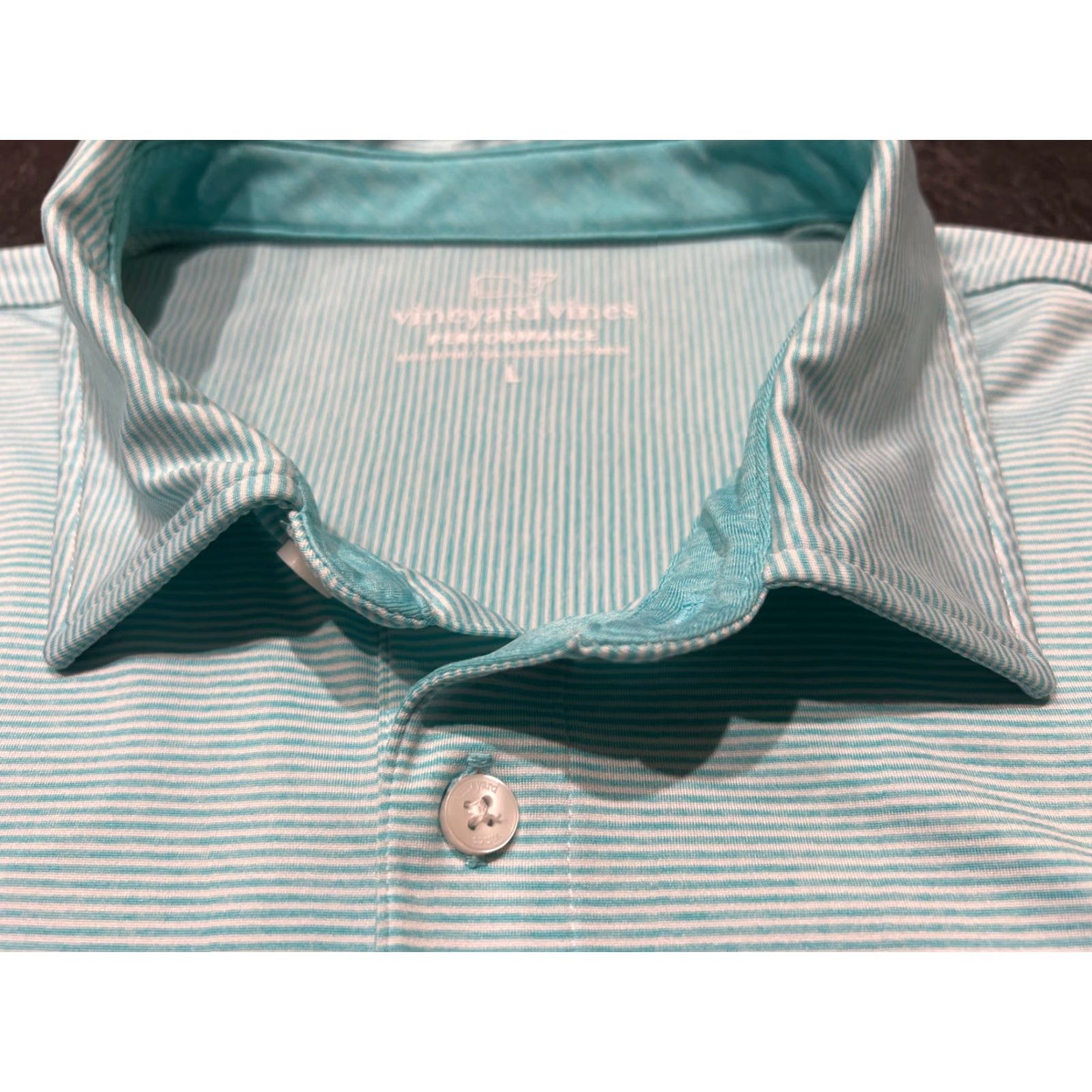 Vineyard Vines VINEYARD VINES Performance Polo Shirt Men’s Large Blue Striped Whale Golf Activewear Size US L / EU 52-54 / 3 - 4 Thumbnail