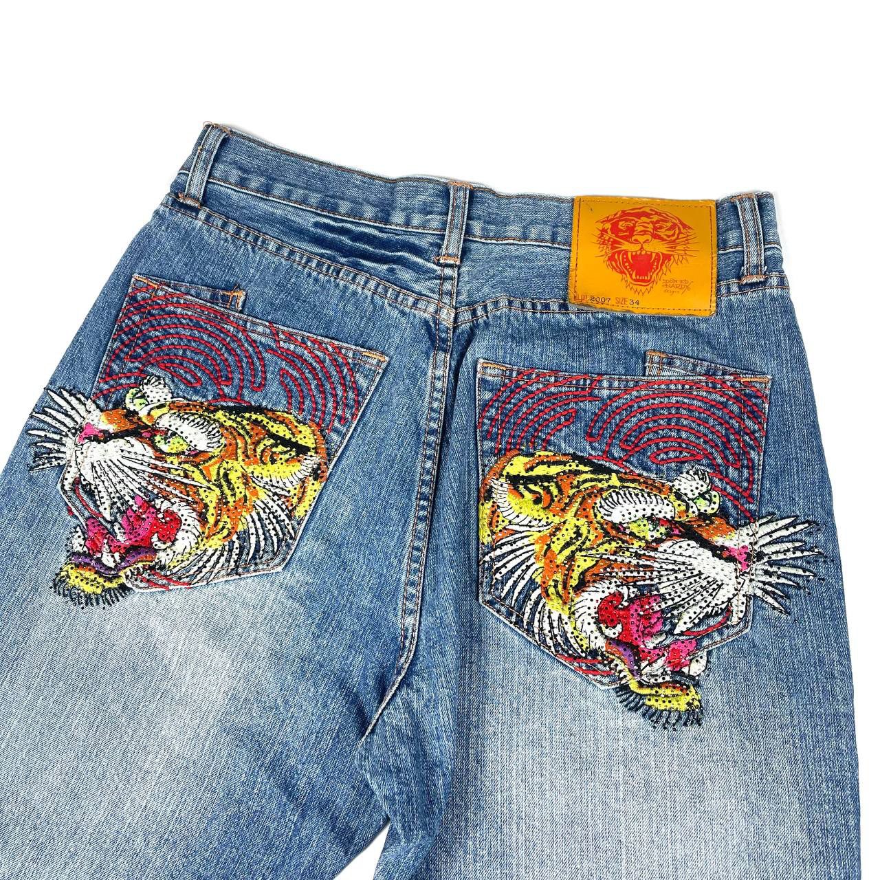 Ed Hardy Crazy Rare Ed Hardy Avant Garde Denim Jeans Size: 32 - 33 Size US 33 - 3 Thumbnail