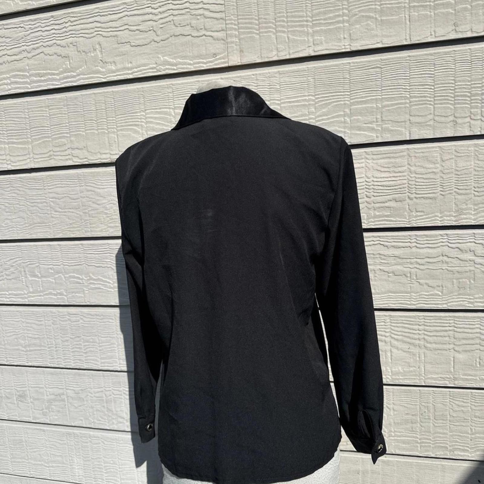 Other Vintage 90s Womens Blazer Blouse Buttons Black City Girls Size M / US 6-8 / IT 42-44 - 2 Thumbnail