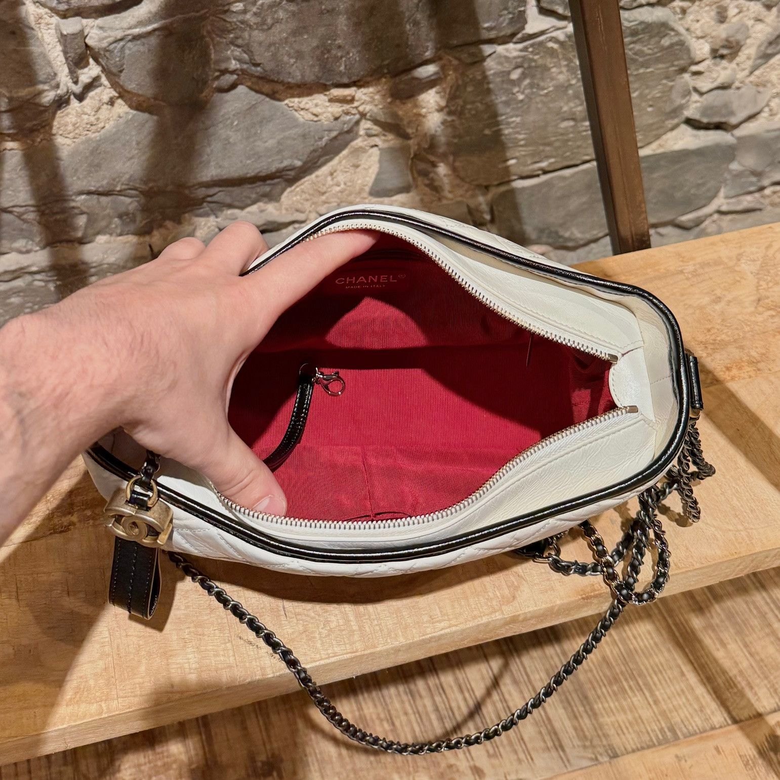 Chanel Chanel Ivory Black Lambskin Medium Gabrielle Hobo Bag Size ONE SIZE - 11 Thumbnail