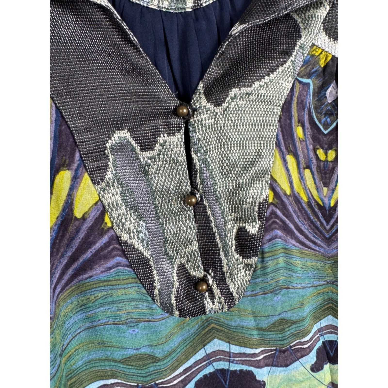 Diane von Furstenberg Diane von Furstenberg Silk Dress Women 4 Short Bell Sleeve Party/Cocktail Casual Multicolor Floral 3/4 Sleeve Button Neck Split Retro 4 Womens Size S / US 4 / IT 40 - 6 Thumbnail