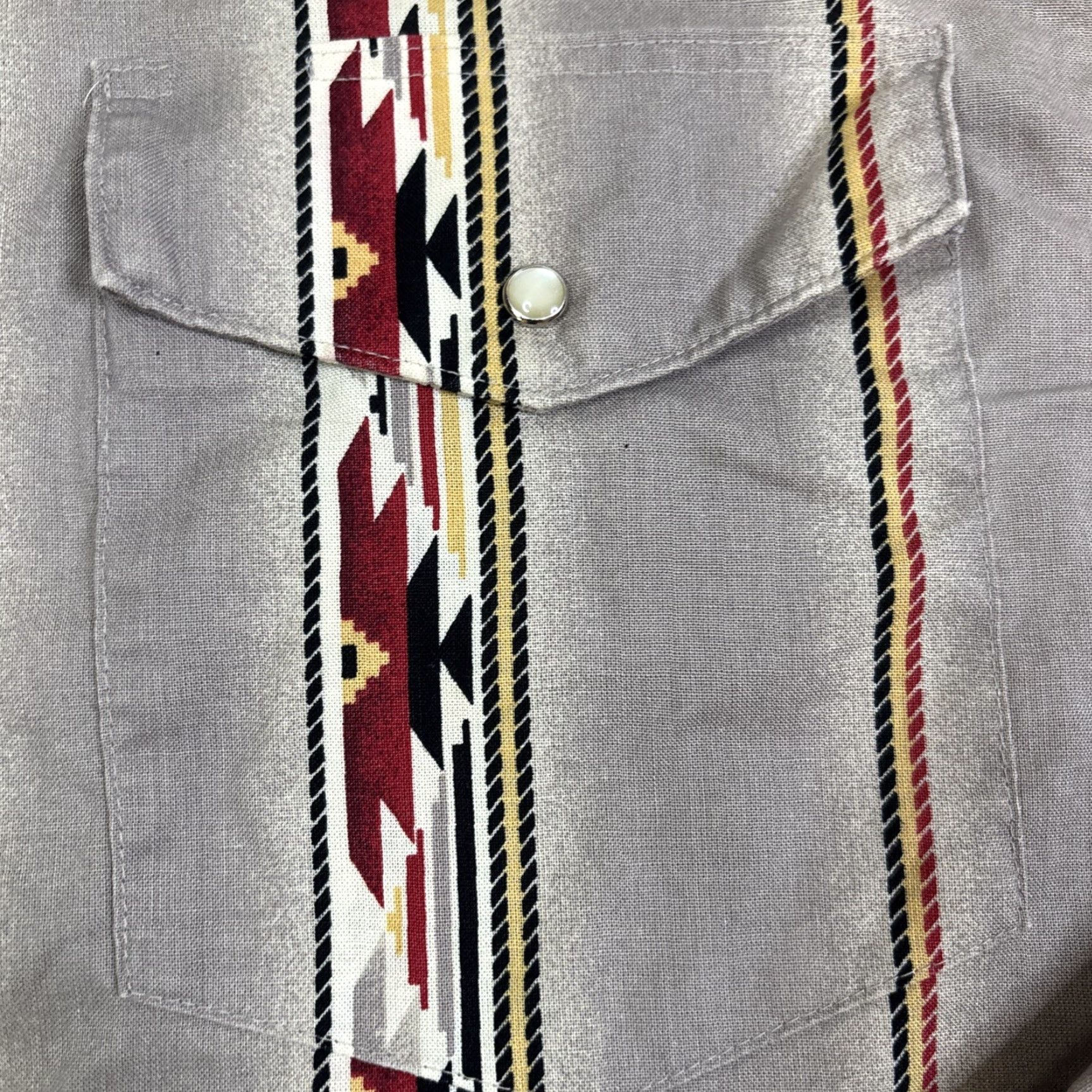 Wrangler VINTAGE Wrangler Western Aztec Geometric Pearl Snap Button Cowboy Mens Large Size US L / EU 52-54 / 3 - 3 Thumbnail