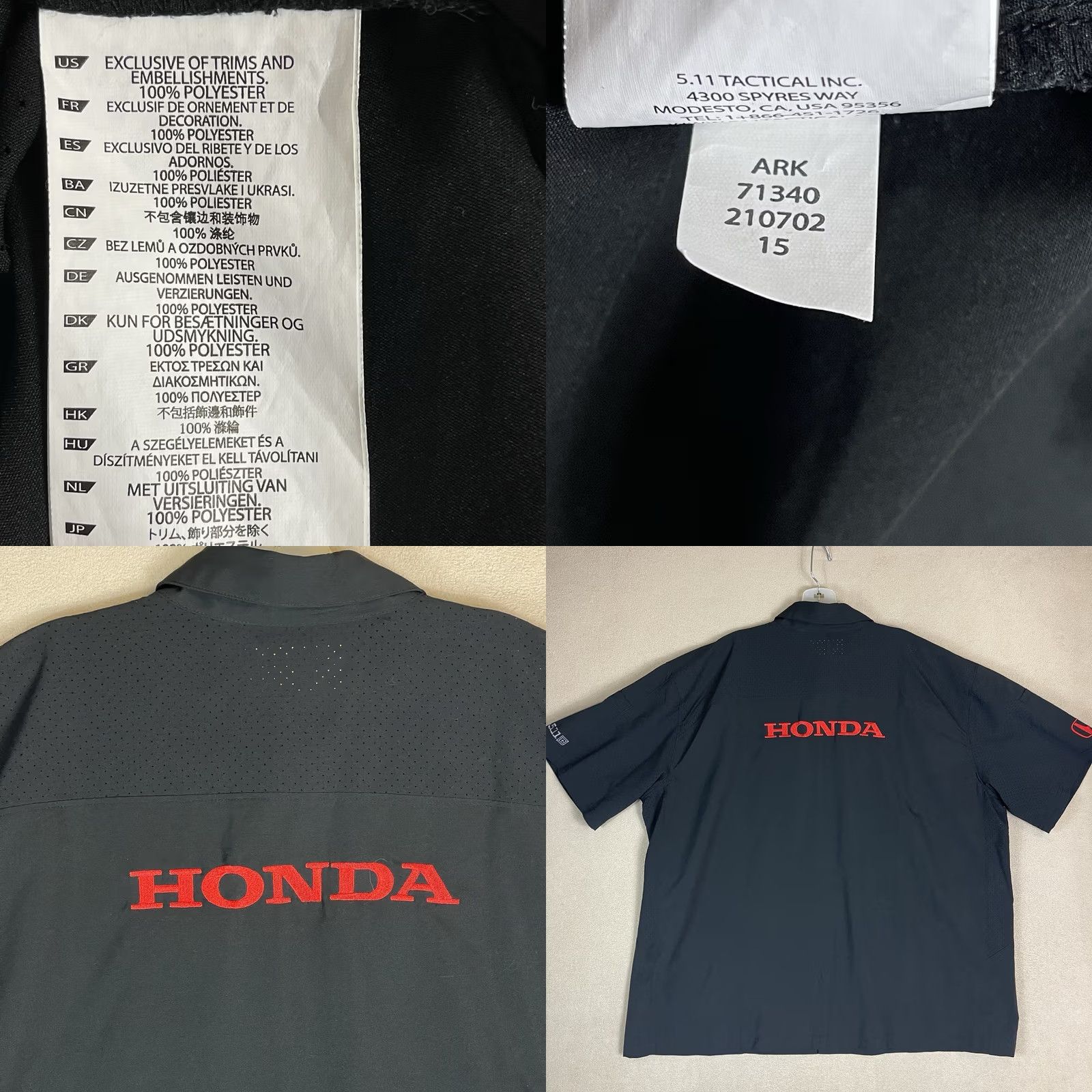Vintage 5.11 Tactical Shirt Mens 2XL Black Short Sleeve Honda Racing Embroidered Logo Size US XXL / EU 58 / 5 - 8 Thumbnail