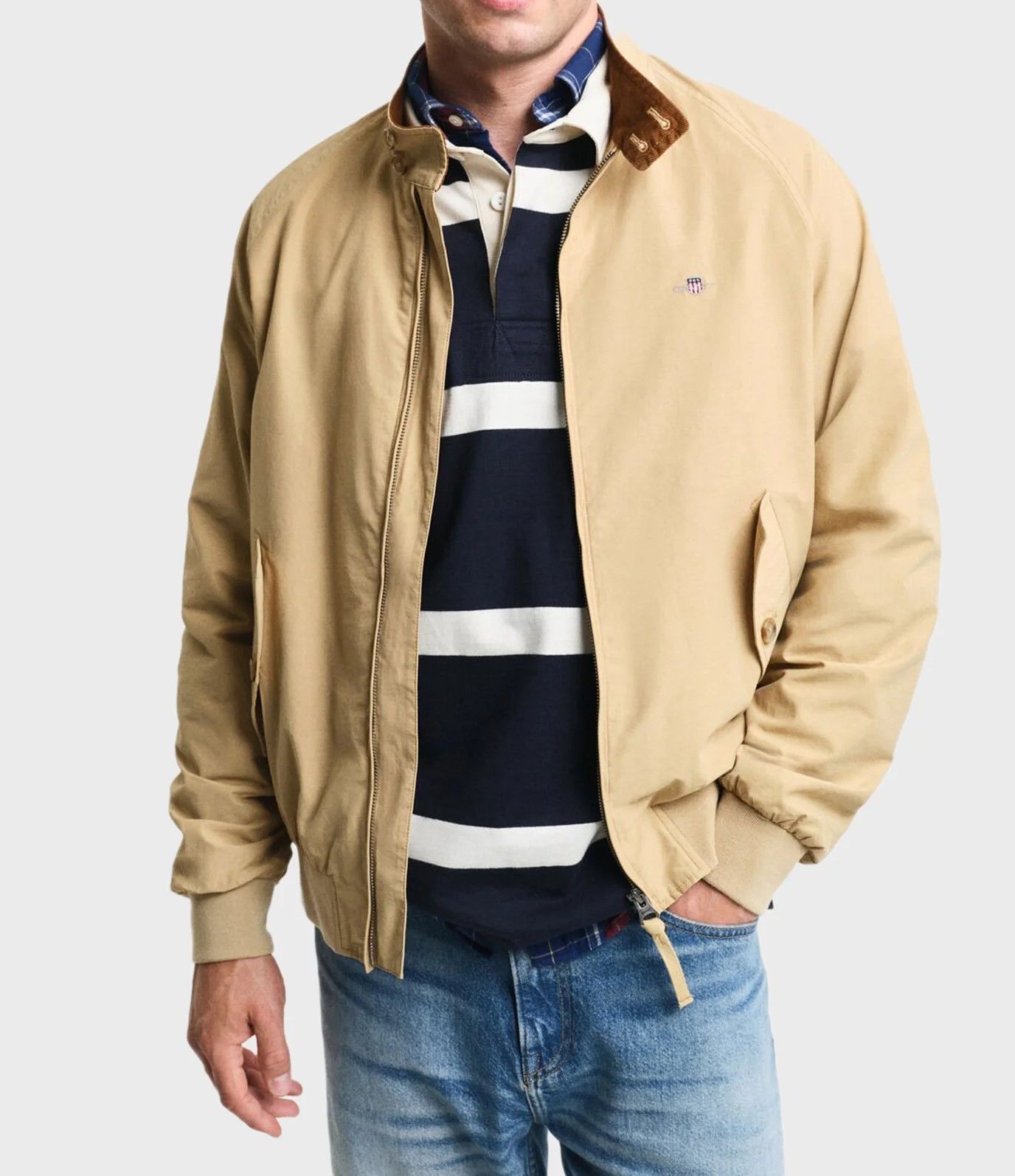 Gant Gant Mens College Zip-Up Jacket Size L Beige Size US L / EU 52-54 / 3 - 2 Thumbnail