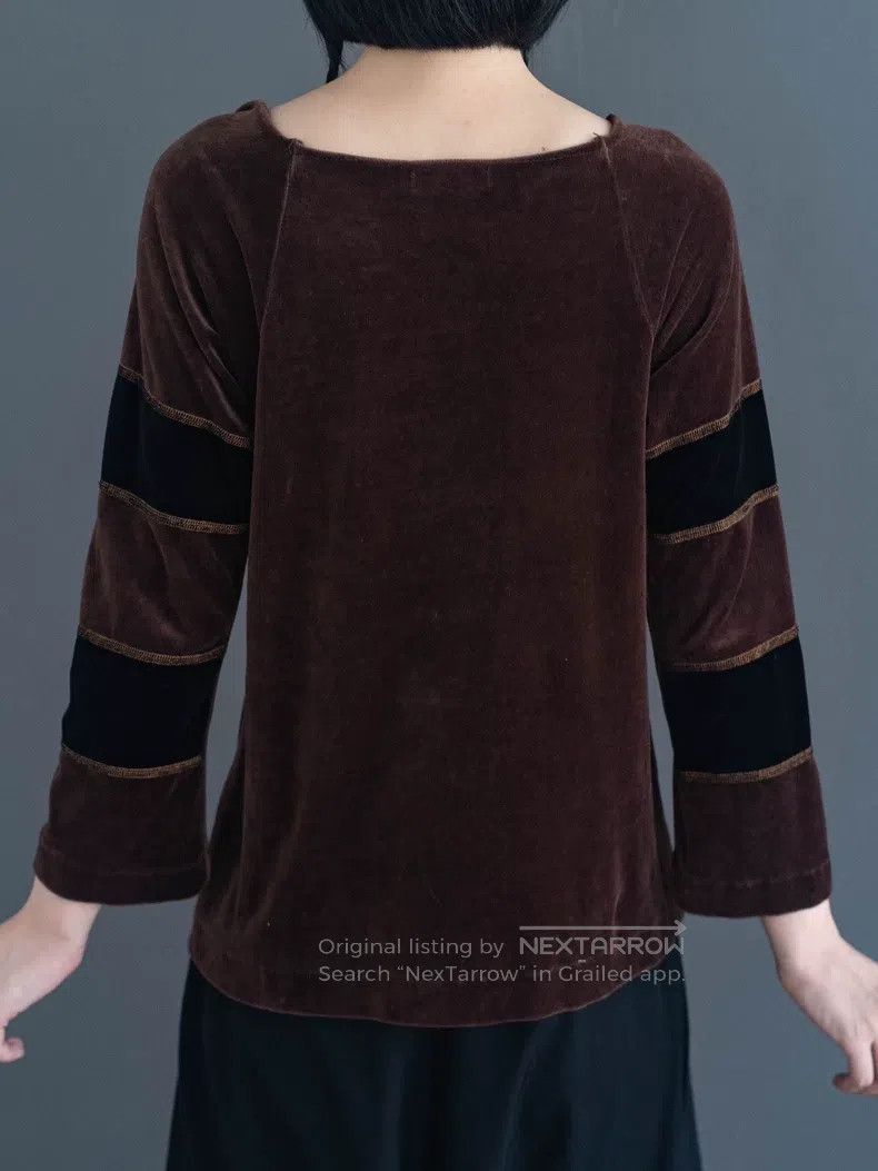 Comme des Garcons Comme Des Garcons Black and brown striped velvet top Size S / US 4 / IT 40 - 8 Thumbnail