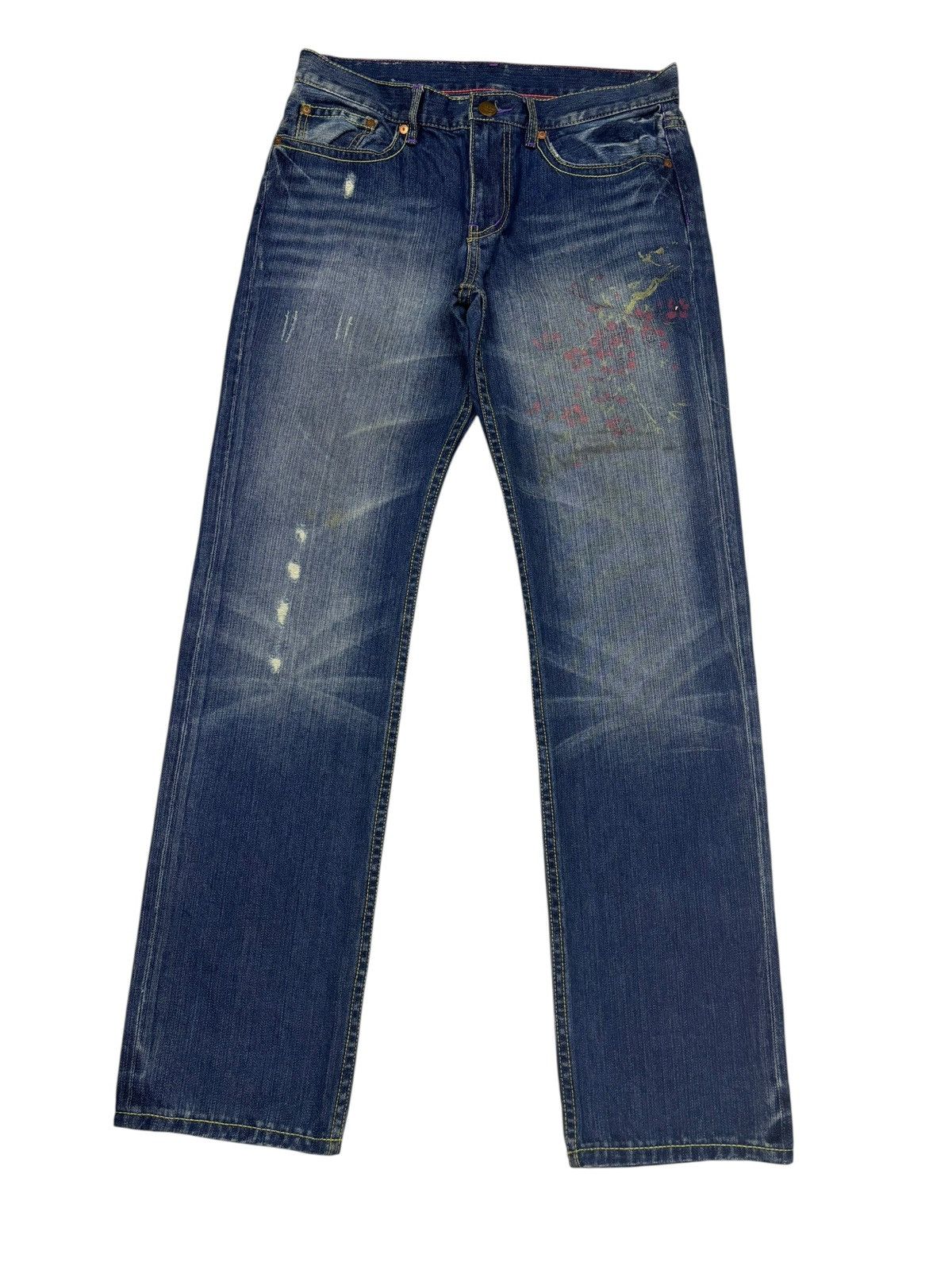 Takeo Kikuchi Takeo Kikuchi Japanese Koi Fish Embroidery Blue Jeans Size US 32 / EU 48 - 8 Thumbnail
