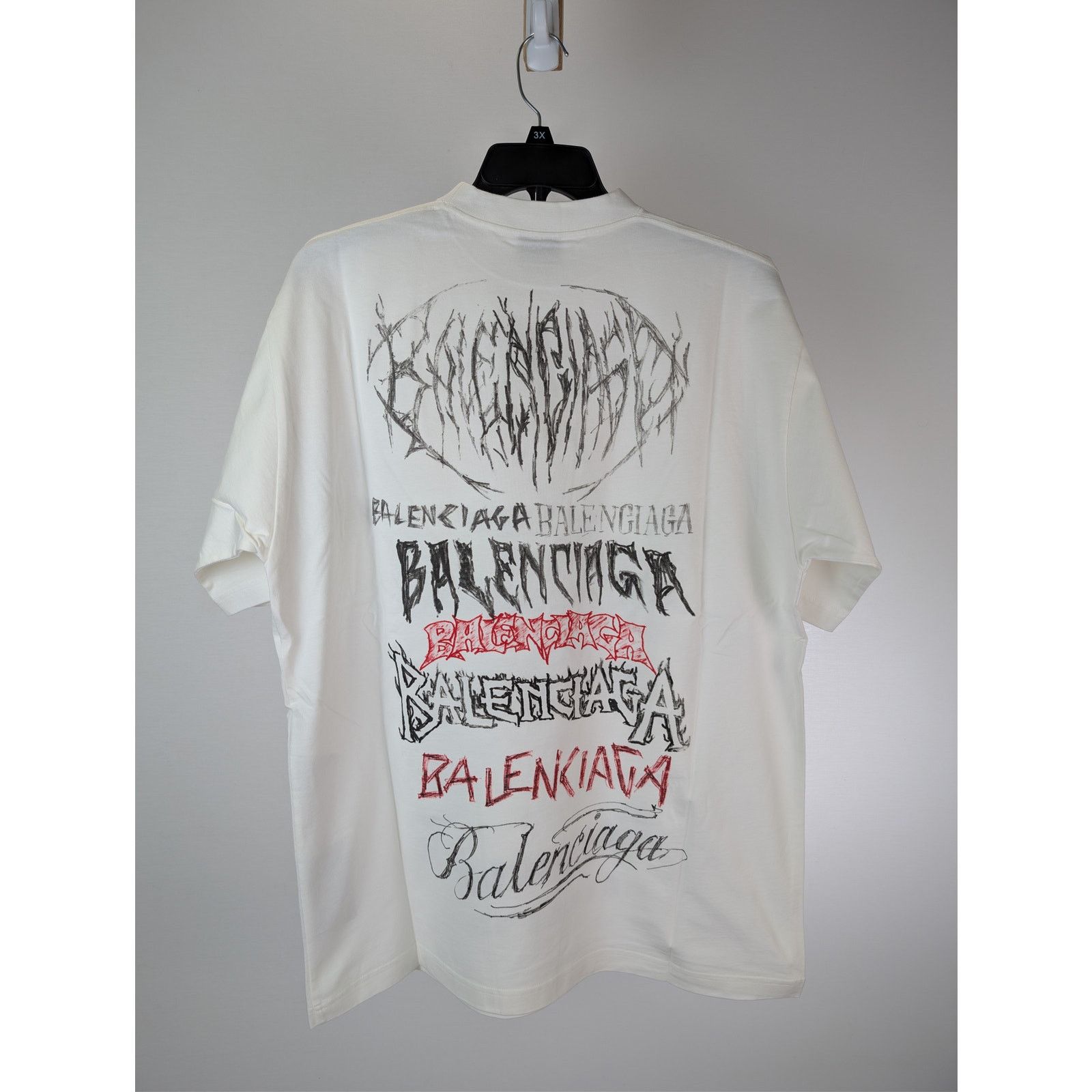 Balenciaga o1rshd1 Heavy Graphic Print DIY Metal Logo T-shirt in White Size US M / EU 48-50 / 2 - 10 Thumbnail