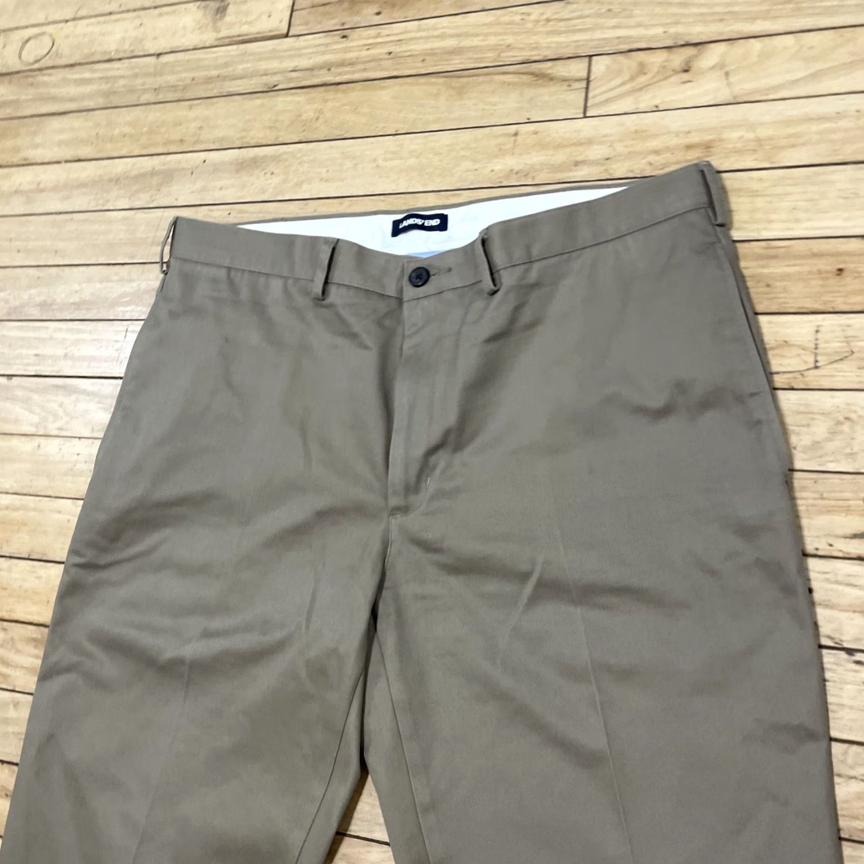Lands' End Lands' End Dress Pants Men 38 Flat Front Khaki Chino 38x28 Tailored Regular Fit Beige Pants Mens Size US 38 / EU 54 - 3 Thumbnail