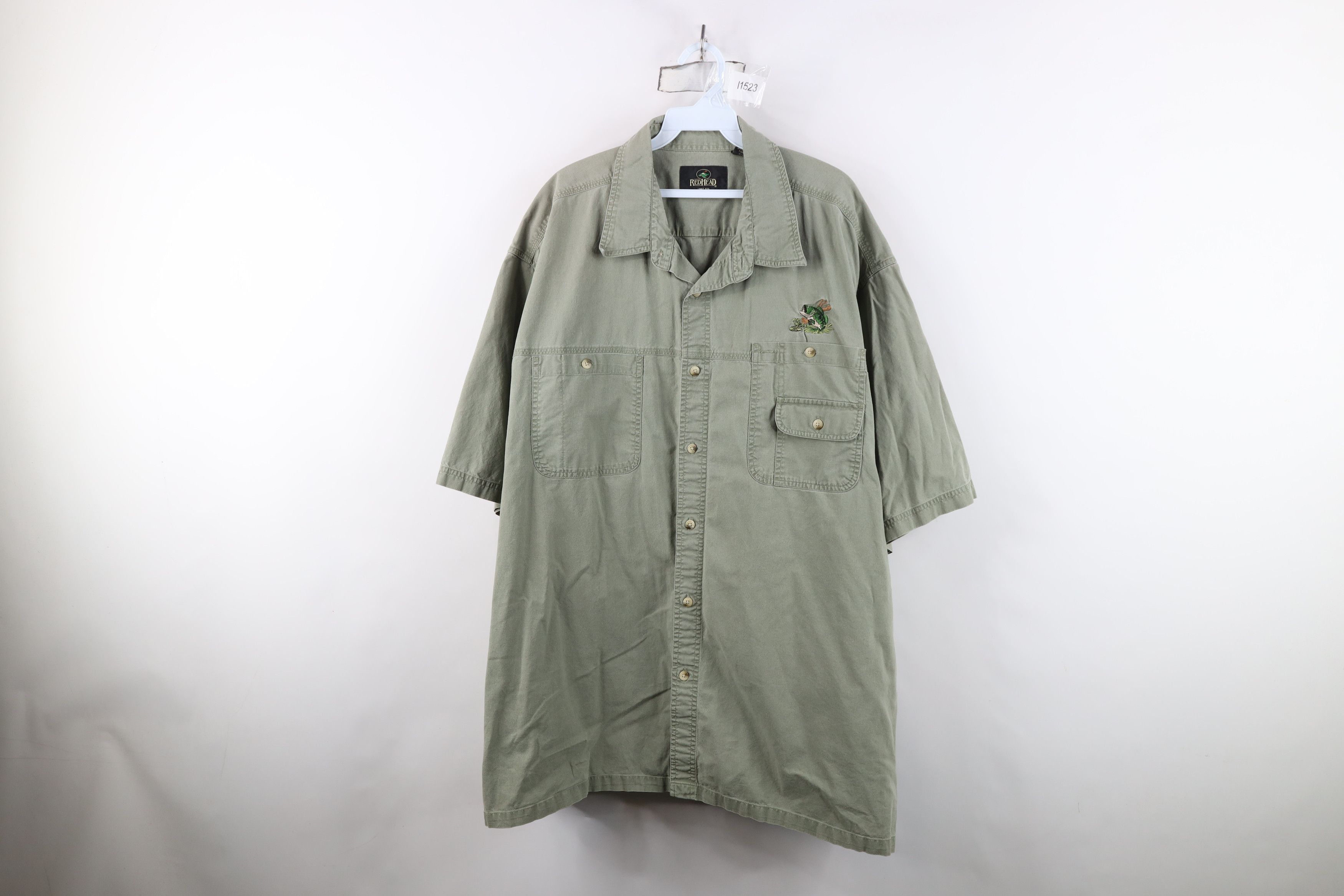 Vintage Vintage 90s Y2K Fishing Safari Button Shirt Green Cotton Size US XXL / EU 58 / 5 - 1 Thumbnail