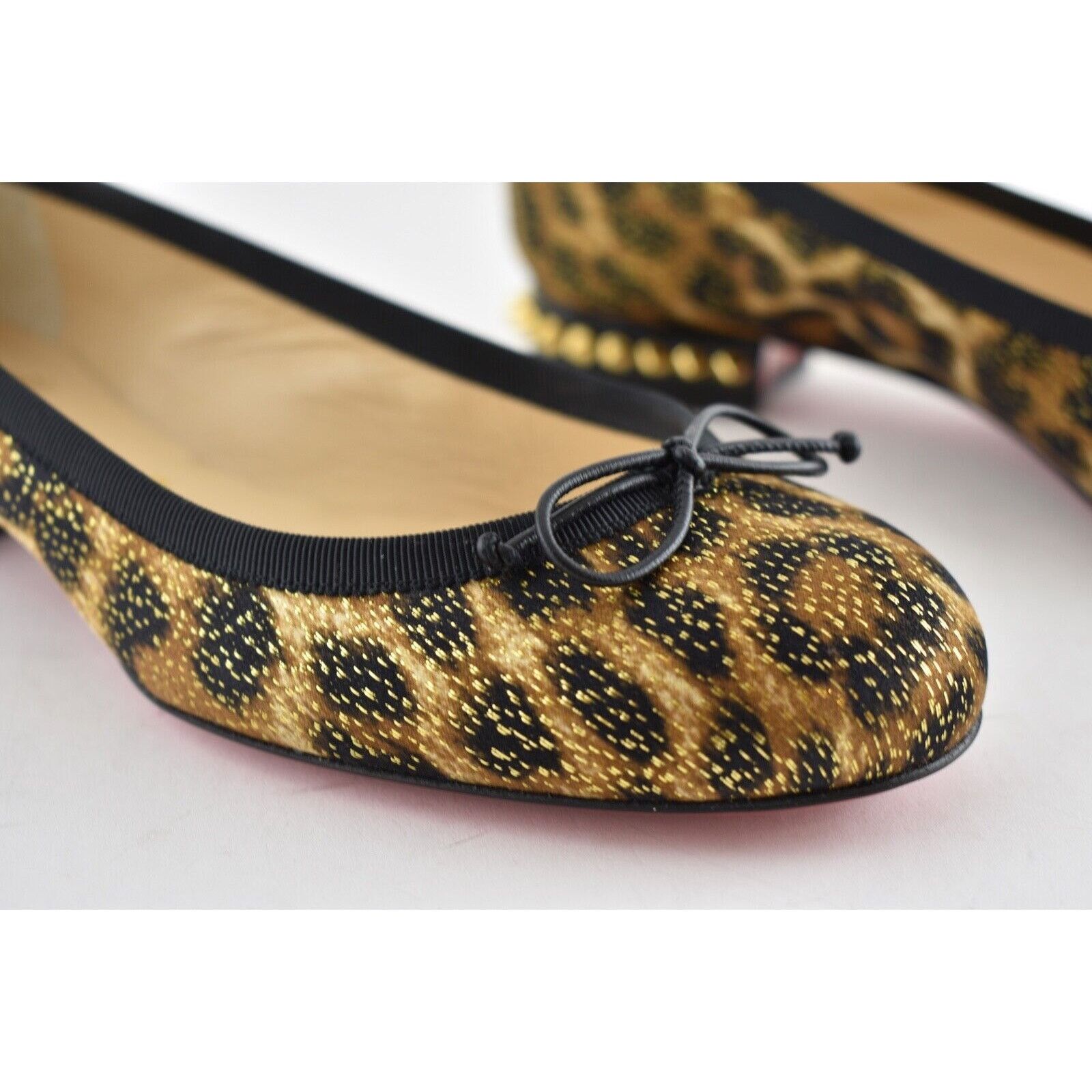 Christian Louboutin Christian Louboutin La Massine Black Gold Leopard Spike Size US 5 / IT 35 - 5 Thumbnail