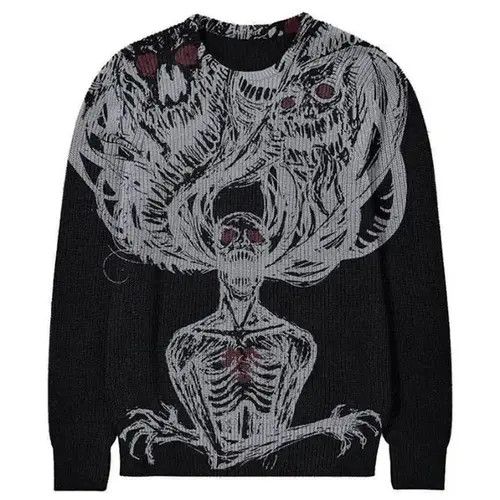 Knitted Gothic Punk Style Sweater Pullover Unisex