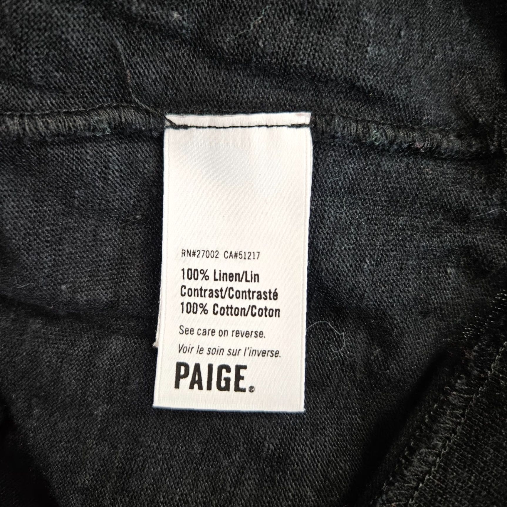 Paige Paige Womens Top Sz Large Solid Black Short Sleeve Linen Shirt Ladies L Black Linen Short Sleeve T-Shirt Size L / US 10 / IT 46 - 4 Thumbnail
