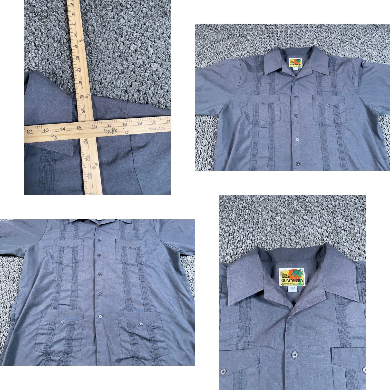 Haband VINTAGE Haband Guayabera Shirt Four-Pocket Button-Up Adult Large Gray/Gray Pocketed 80s 90s Retro Casual Mens Size US L / EU 52-54 / 3 - 8 Thumbnail