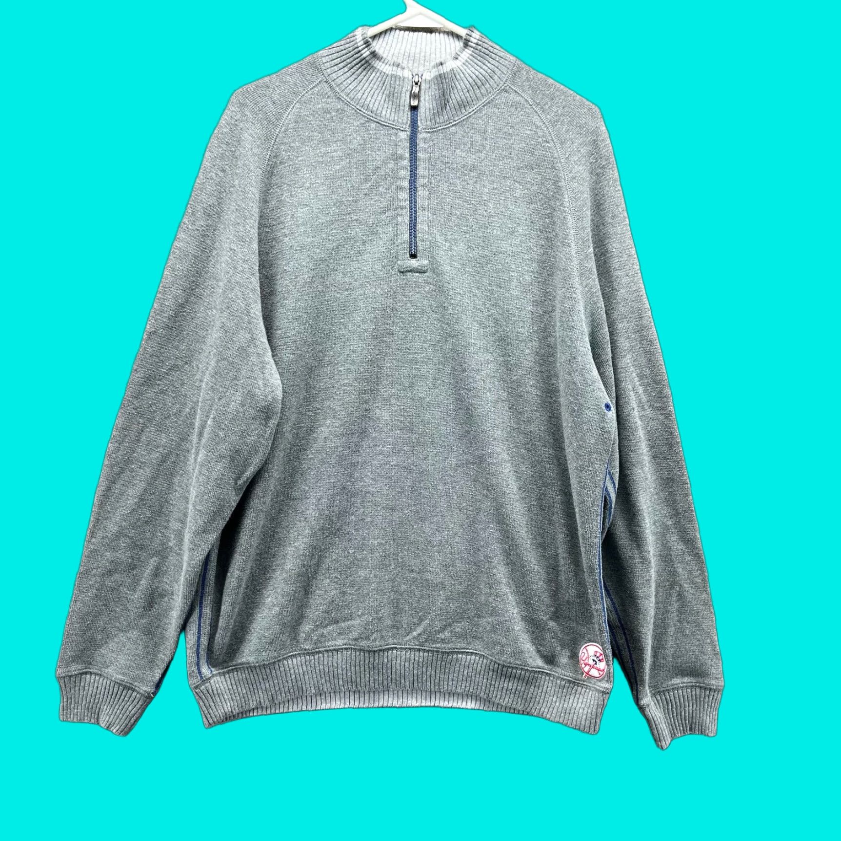 Tommy Bahama VINTAGE Tommy Bahama Pullover Sweater Men M 1/4 Zip Gray NY Yankees MLB Mock Neck Logo 1/4 Zip Size US M / EU 48-50 / 2 - 1 Thumbnail