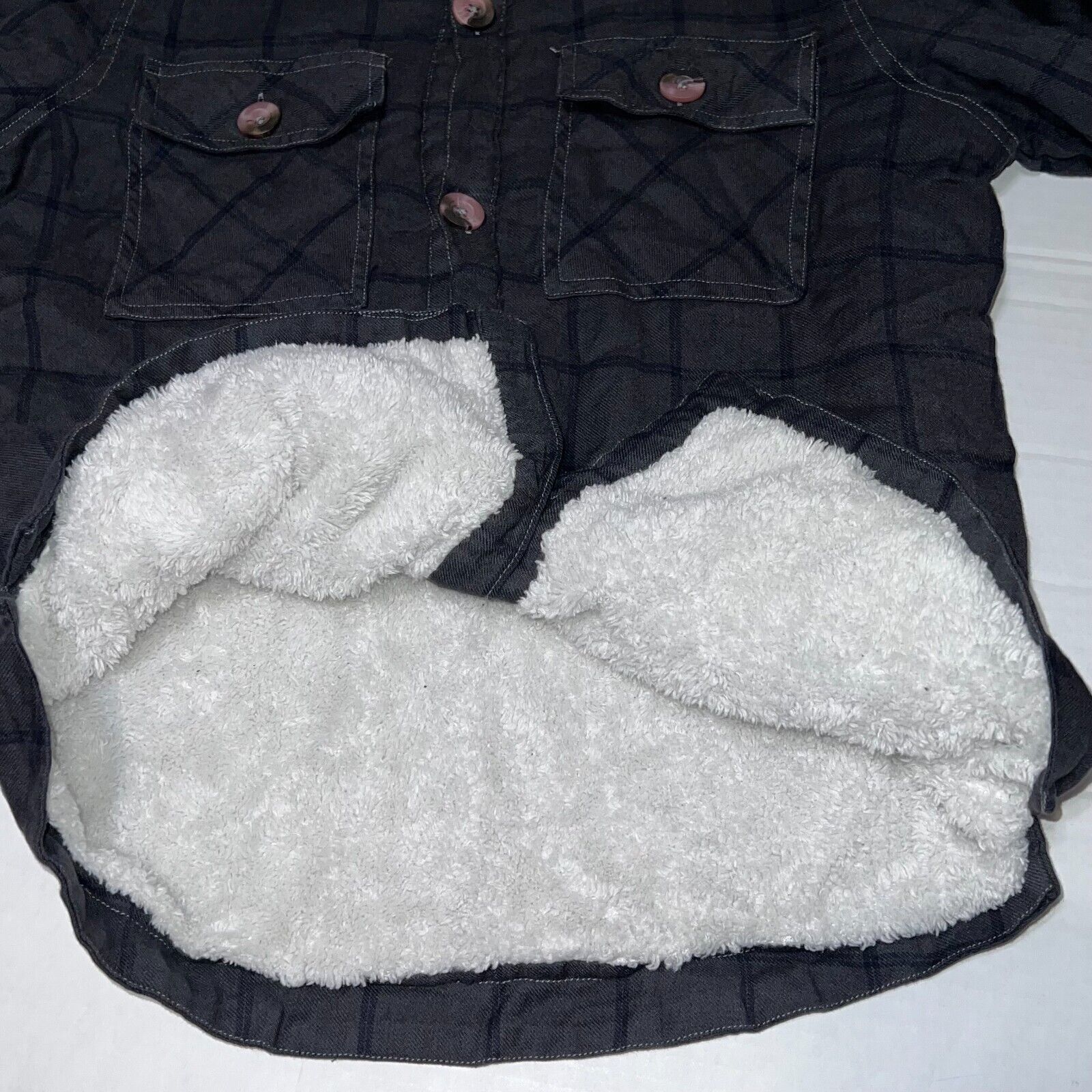 Sundry Sundry Women’s Grey Sherpa Lined Shirt Plaid Size 1 Small Size S / US 4 / IT 40 - 2 Thumbnail