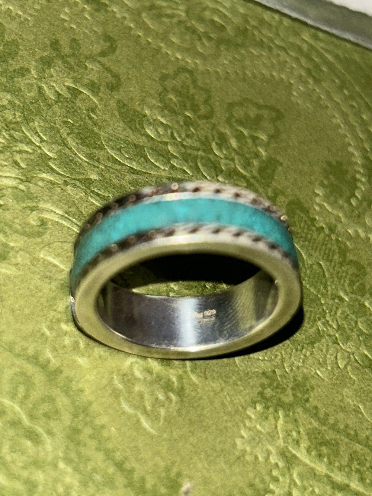 Gucci Gucci GG Sterling Silver Enamel Ring AG 925 Turquoise 645573 Size ONE SIZE - 5 Thumbnail