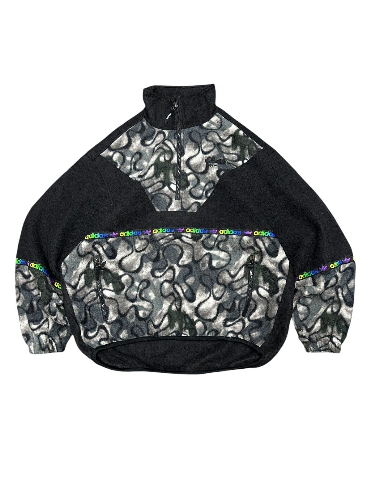 Adidas Vintage 90s Adidas Fleece Sweatshirt Multicolour Size US L / EU 52-54 / 3 - 1 Thumbnail