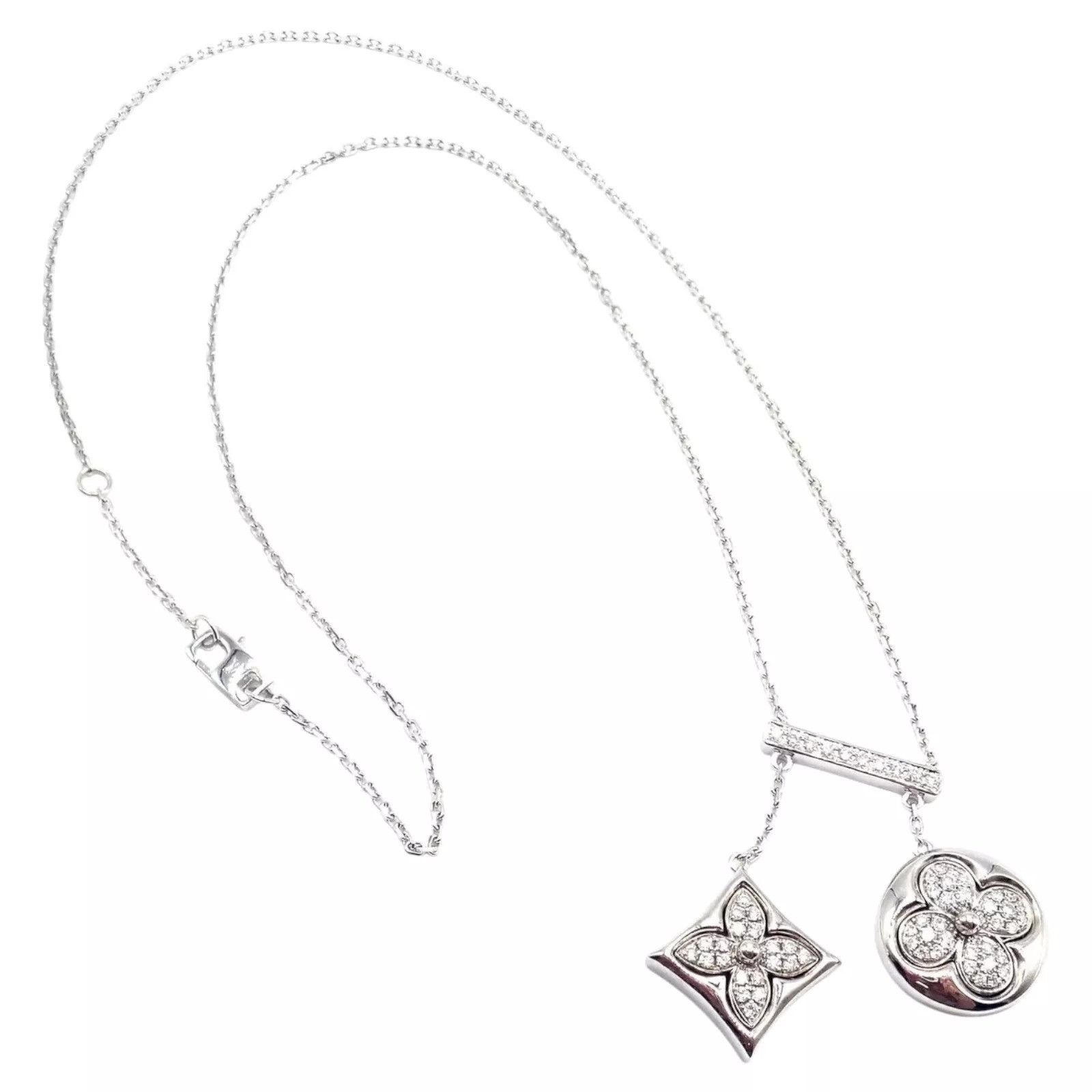 Louis Vuitton Louis Vuitton 18k White Gold Diamond Link Pendant Necklace Size ONE SIZE - 1 Thumbnail