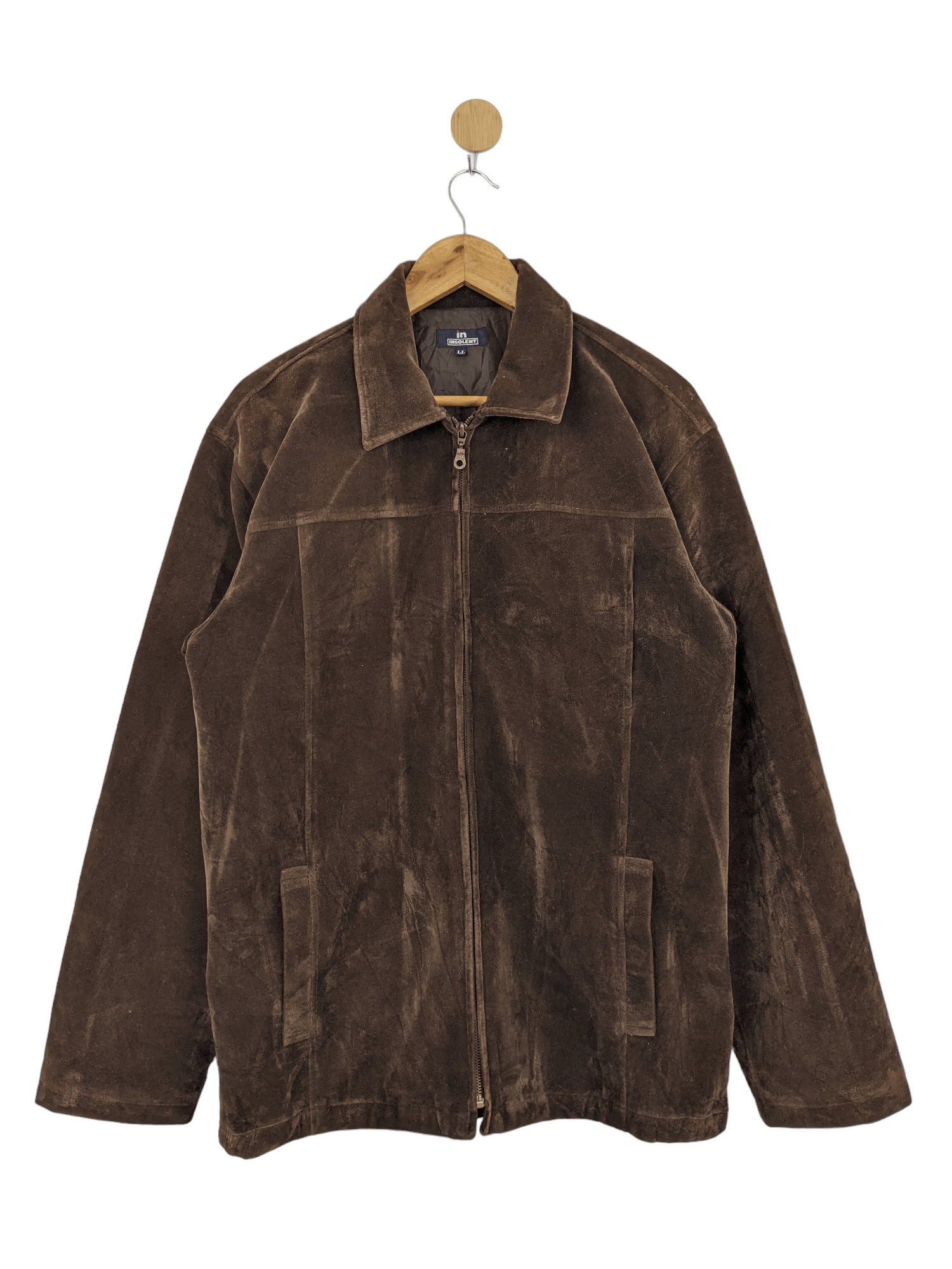 Japanese Brand Vintage Insolent VELVET zipper Jacket MJ0140 Size US XL / EU 56 / 4 - 1 Thumbnail