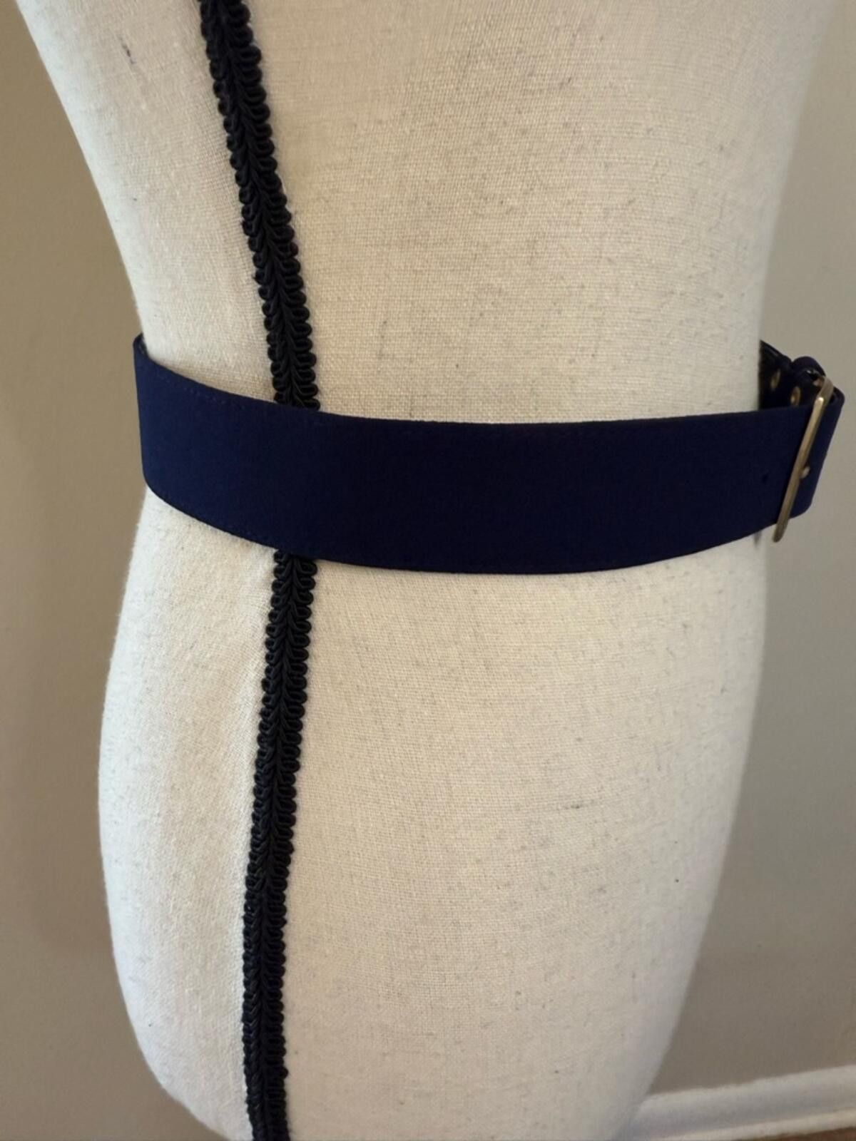 Other Blue faux suede leather belt with light gold buckle SZ 8 Size ONE SIZE - 2 Thumbnail
