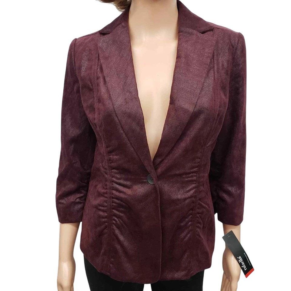 Other Rafaella Shimmer Blazer Jacket Ruched 6 Animal Print Lined Size S / US 4 / IT 40 - 3 Thumbnail