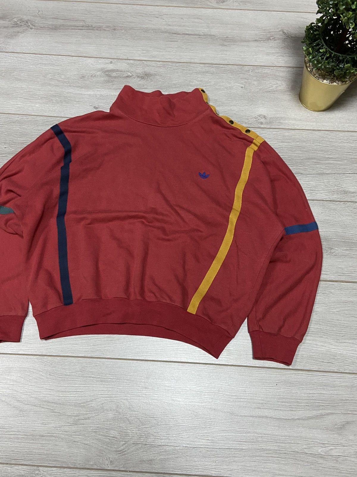 Adidas Adidas West Germany cropped stripe buttons turtle sweatshirt Size US M / EU 48-50 / 2 - 7 Thumbnail