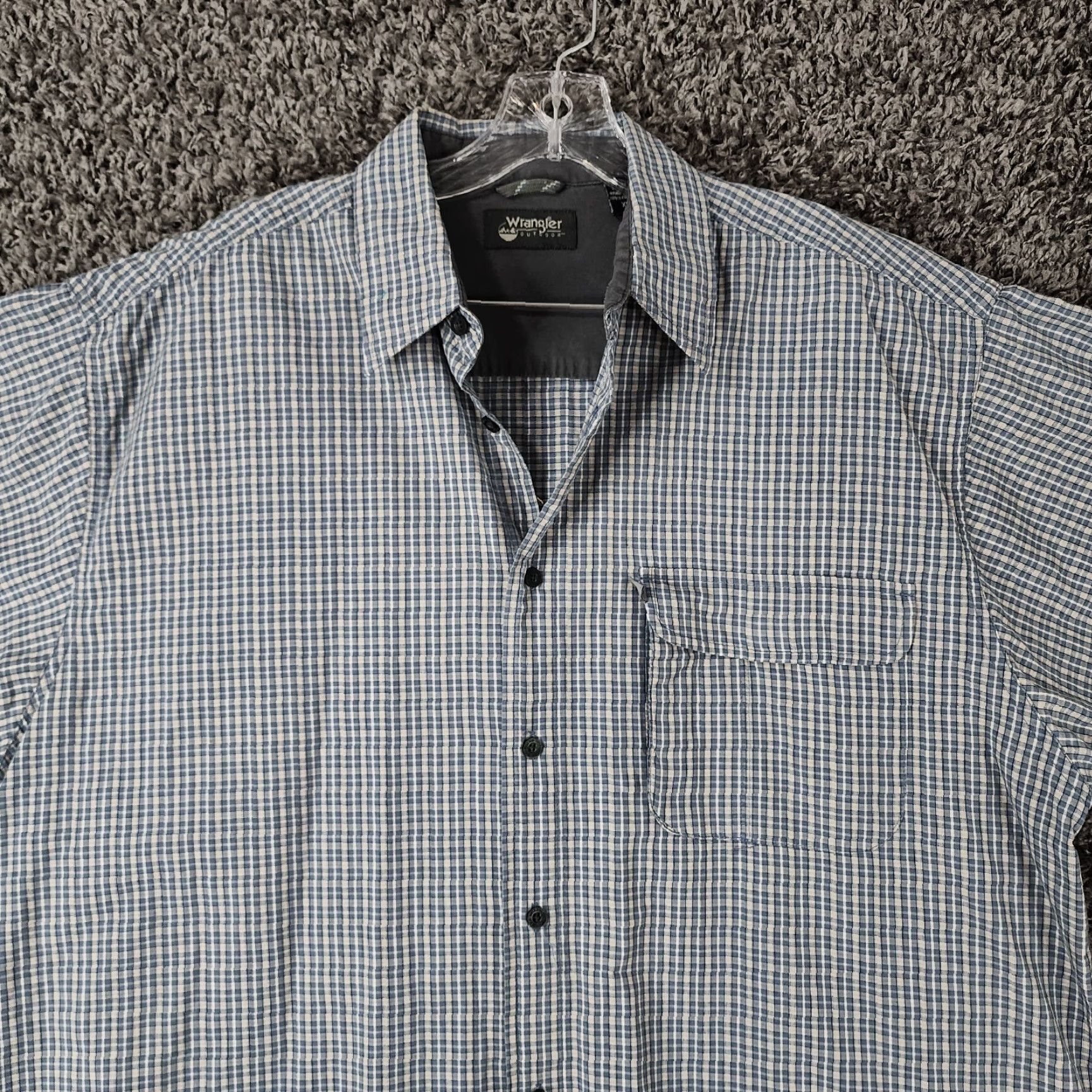 Wrangler Wrangler Outdoor Mens Blue Plaid Short Sleeve Button-Up XL Size Size US 36 / EU 52 - 4 Thumbnail